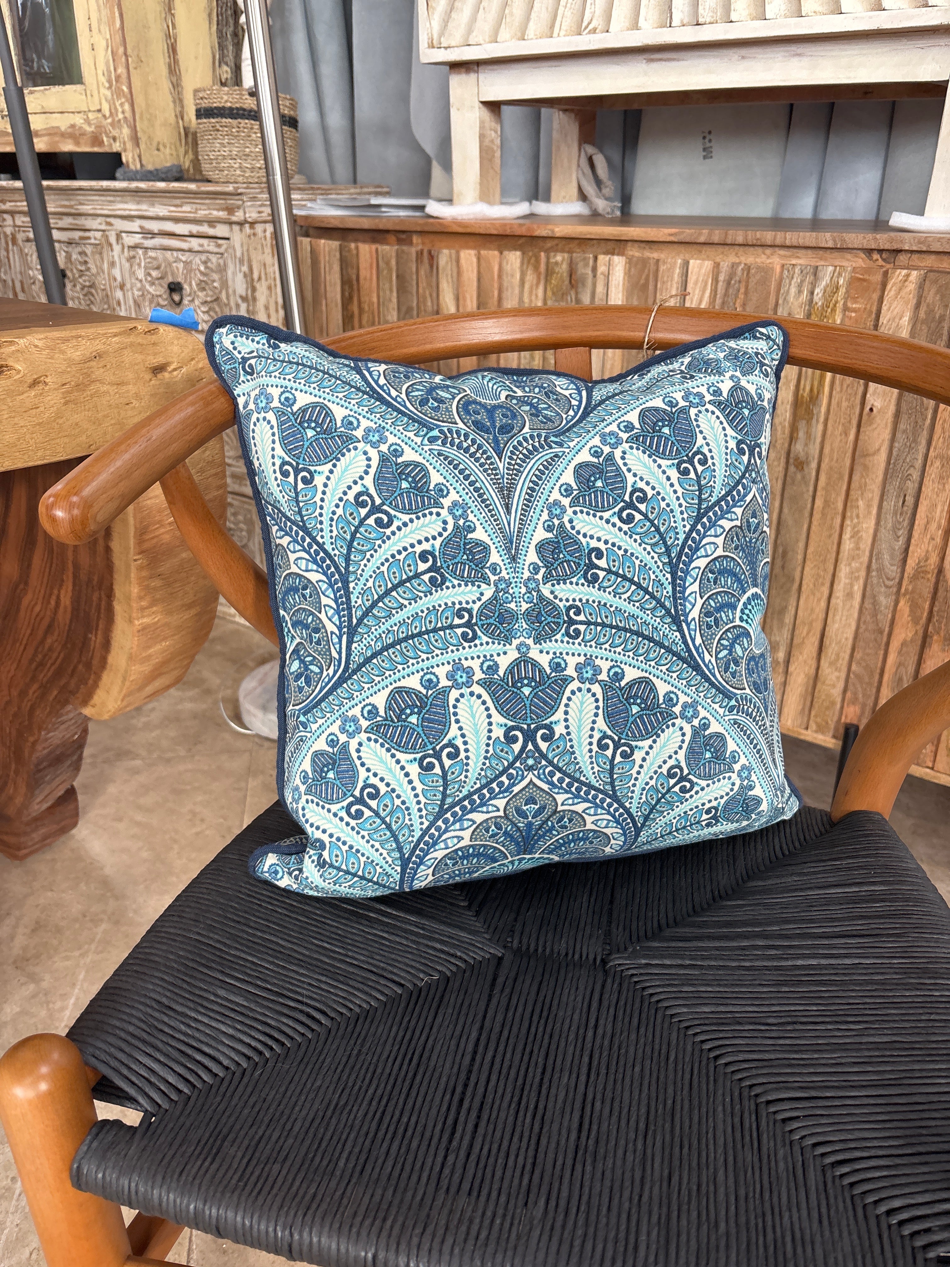 Blue Paisley Throw Pillow The Broward Design Center