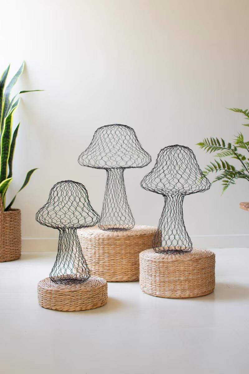 Set of Three Wire Mushrooms