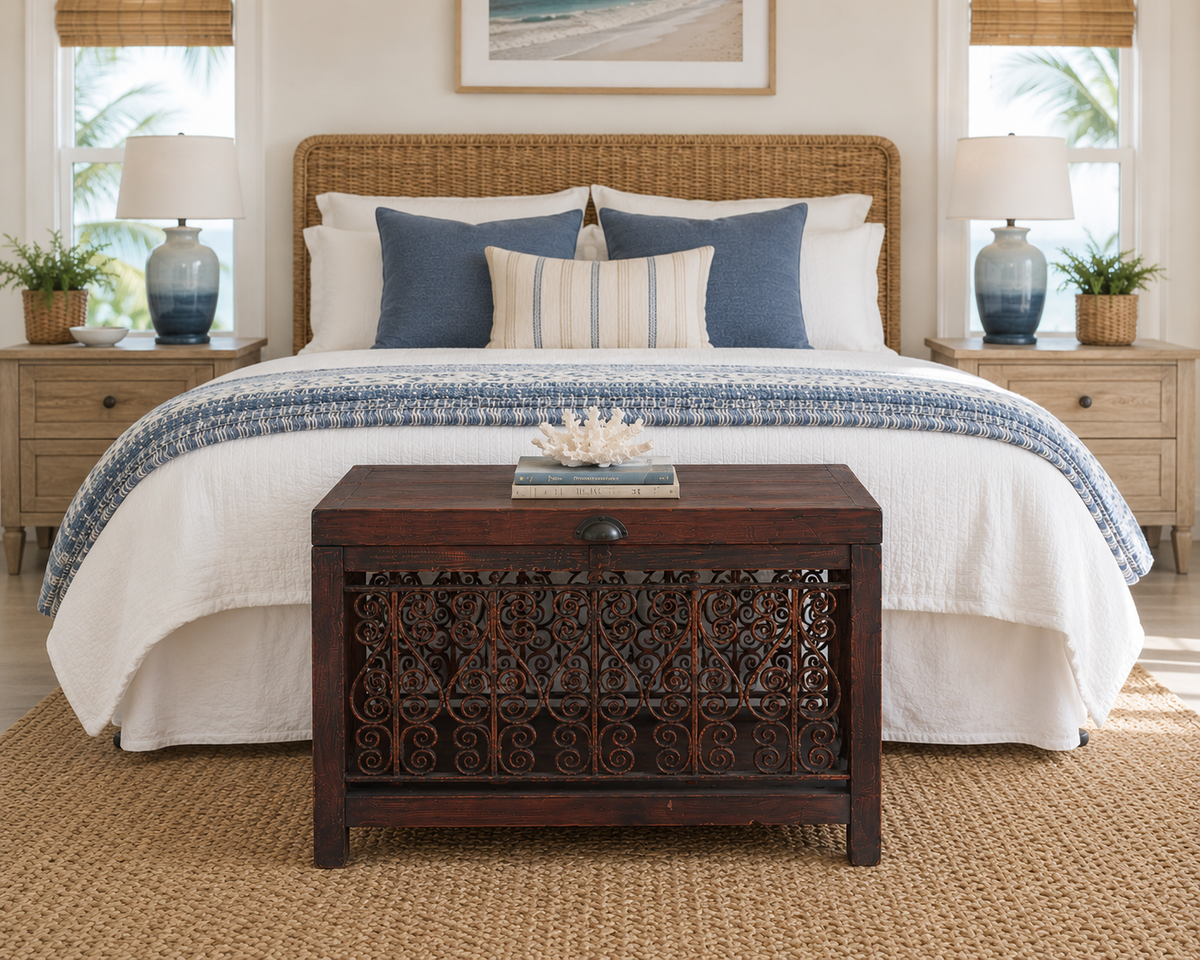 Handcrafted Bali Wood & Iron Storage Chest – Distressed Decorative Trunk
