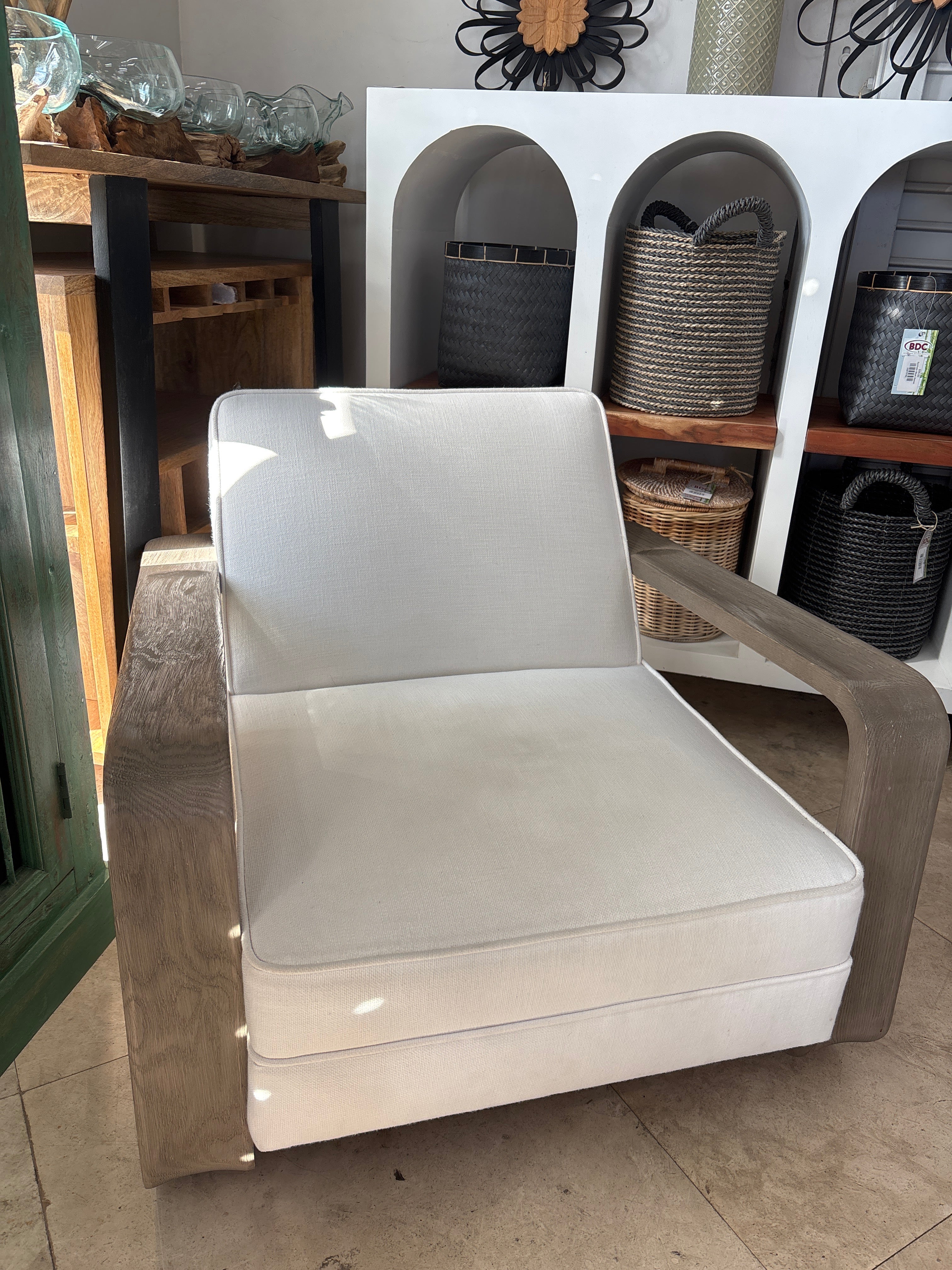 White Linen Arm Chair The Broward Design Center