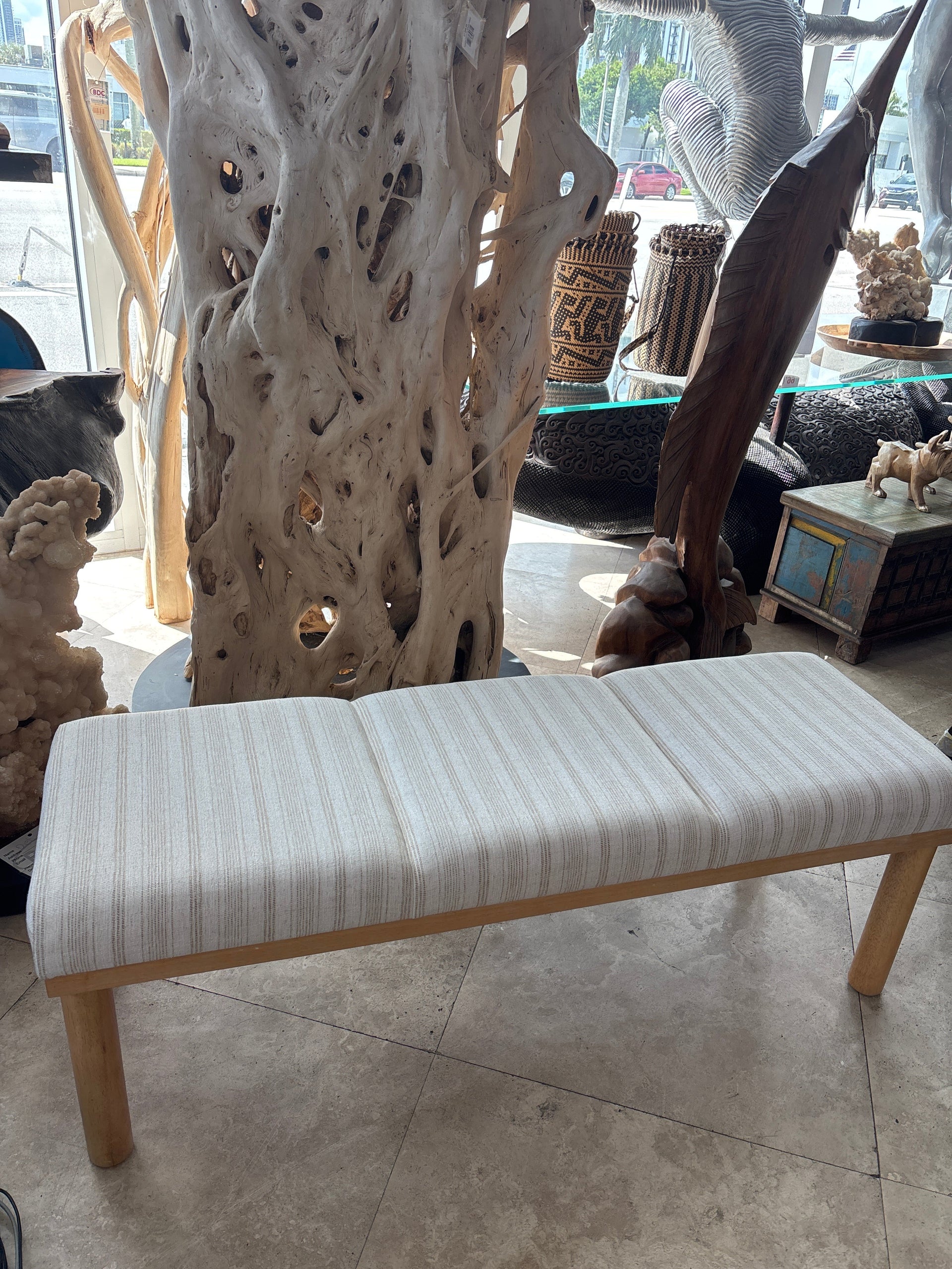 Striped Linen Bench The Broward Design Center