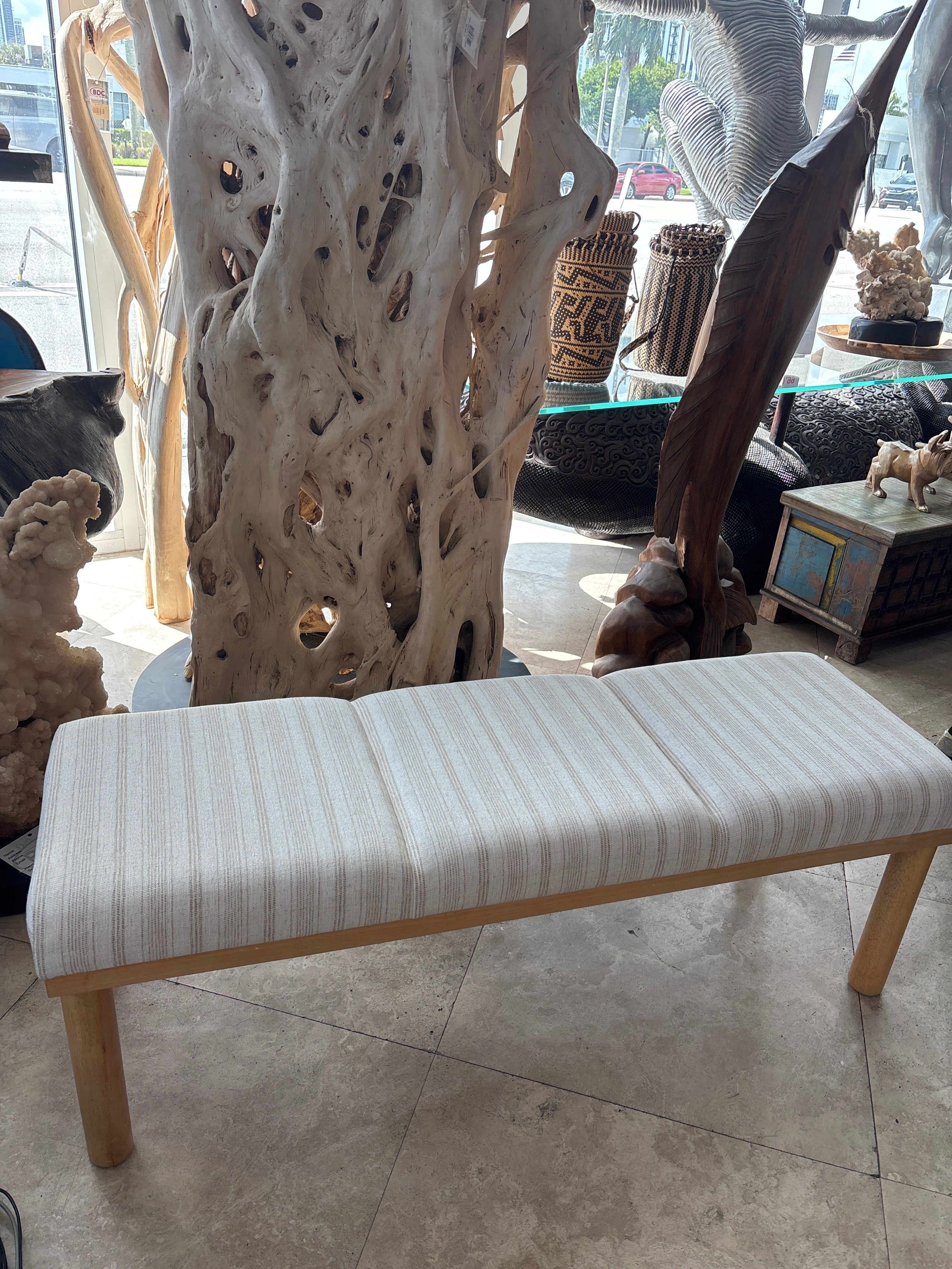 Striped Linen Bench The Broward Design Center