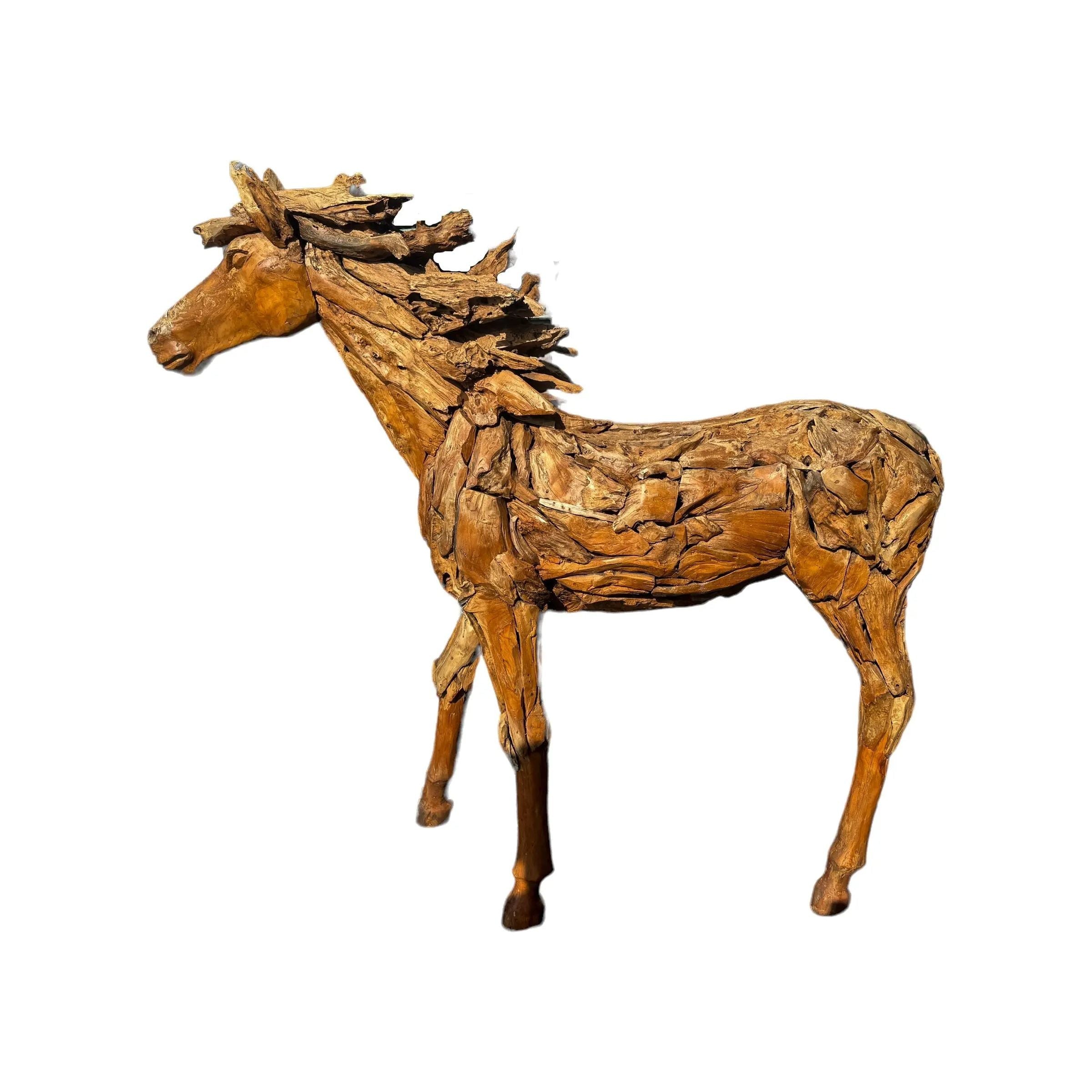 Life-Size Teak Horse Broward Design Center