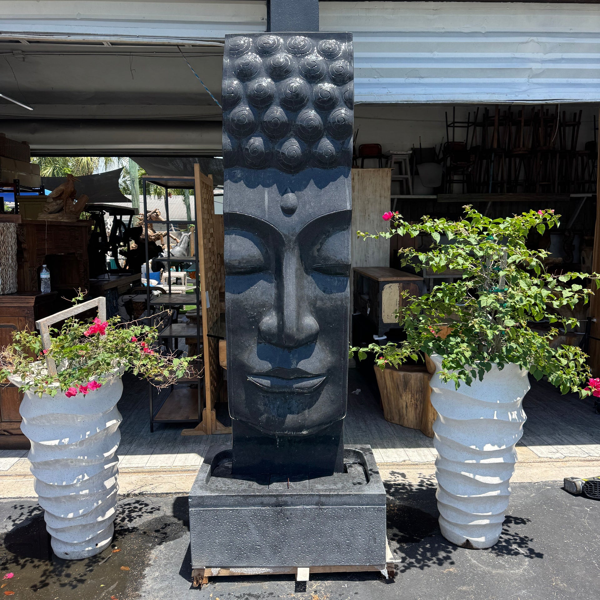 Terrazzo Buddha Face Fountain (Black) Indonesia Sourcing