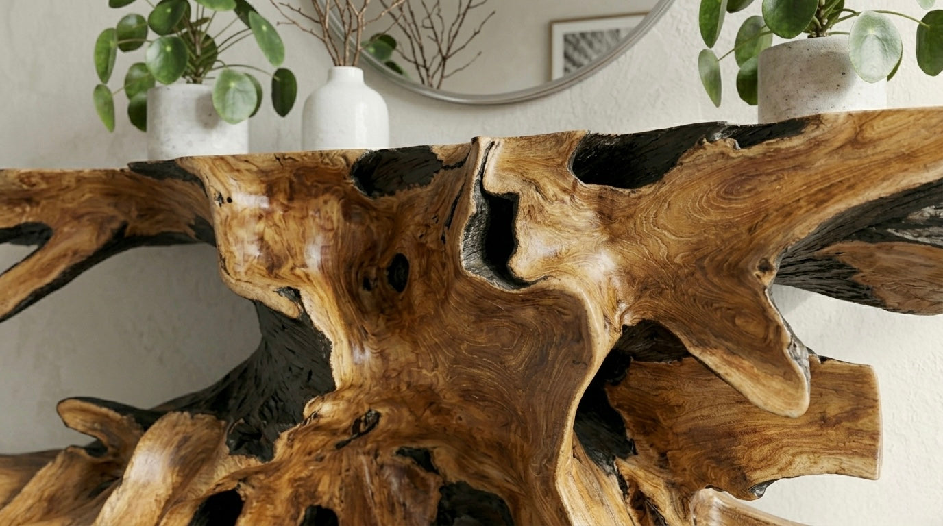 Teak Root Console (natural & black) The Broward Design Center