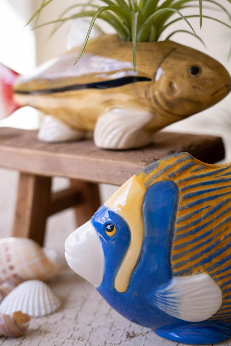 Set of Two Ceramic Fish Vases