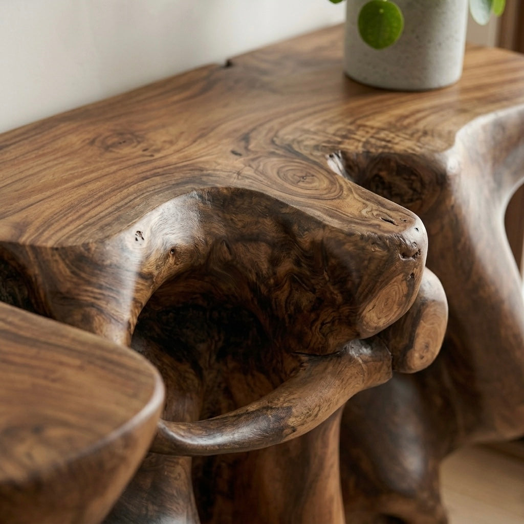 Hand Carved Suar Console (3) The Broward Design Center