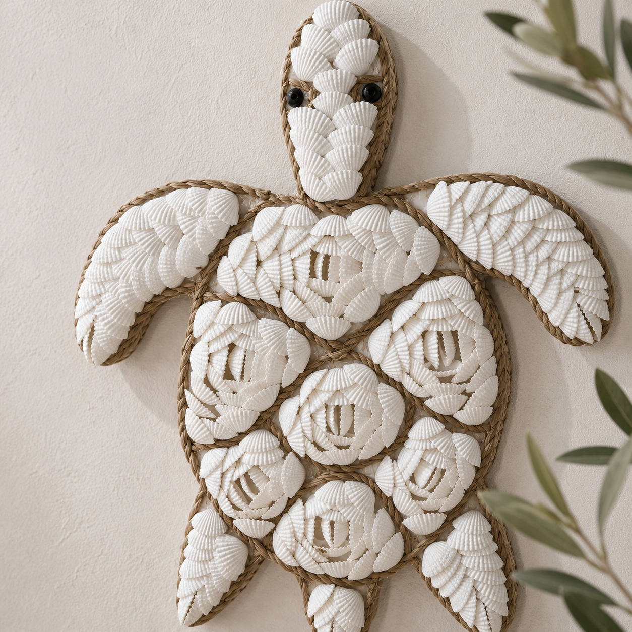 Handcrafted Shell Sea Turtle Wall Décor