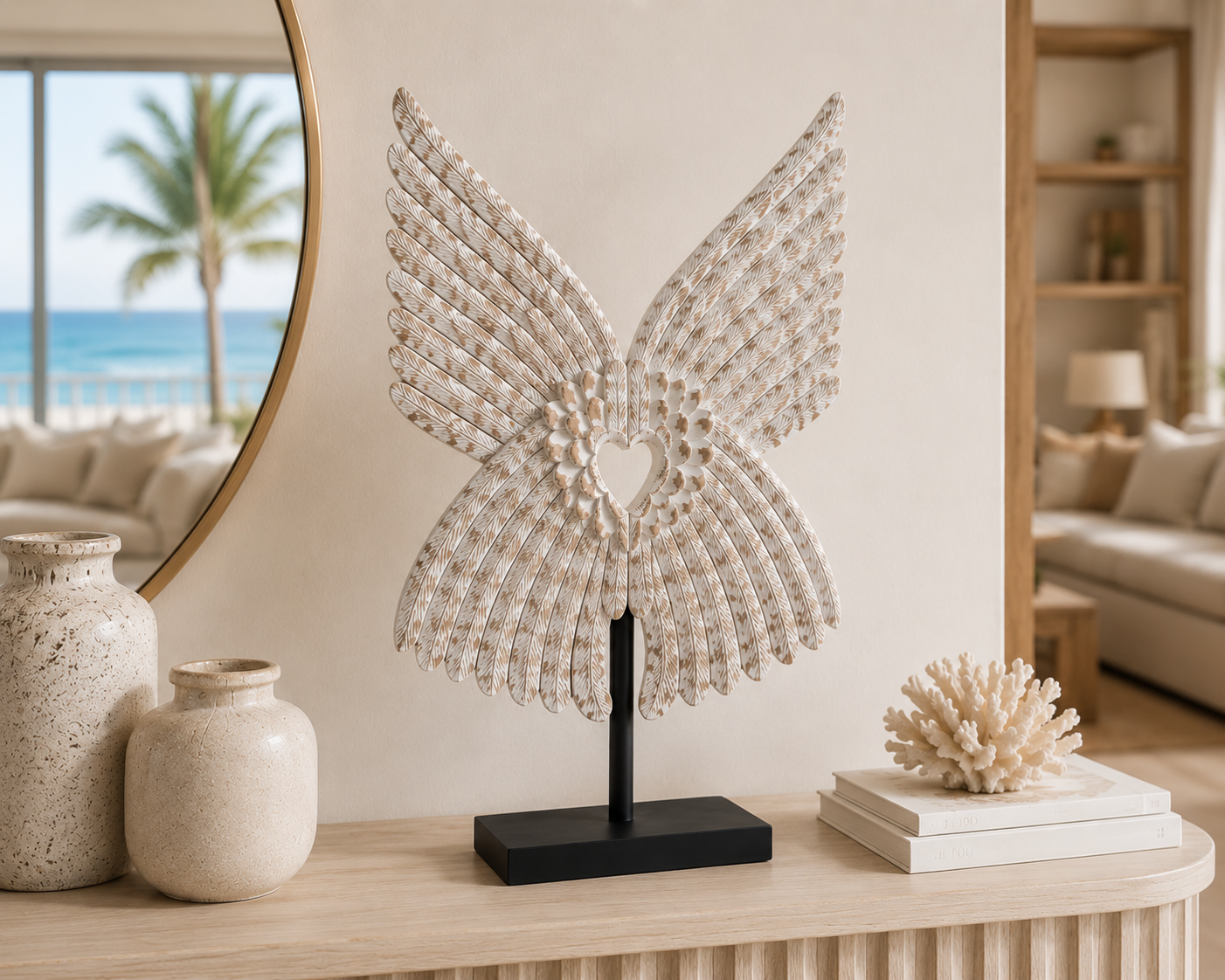 Teak Wing Deco On Stand SM