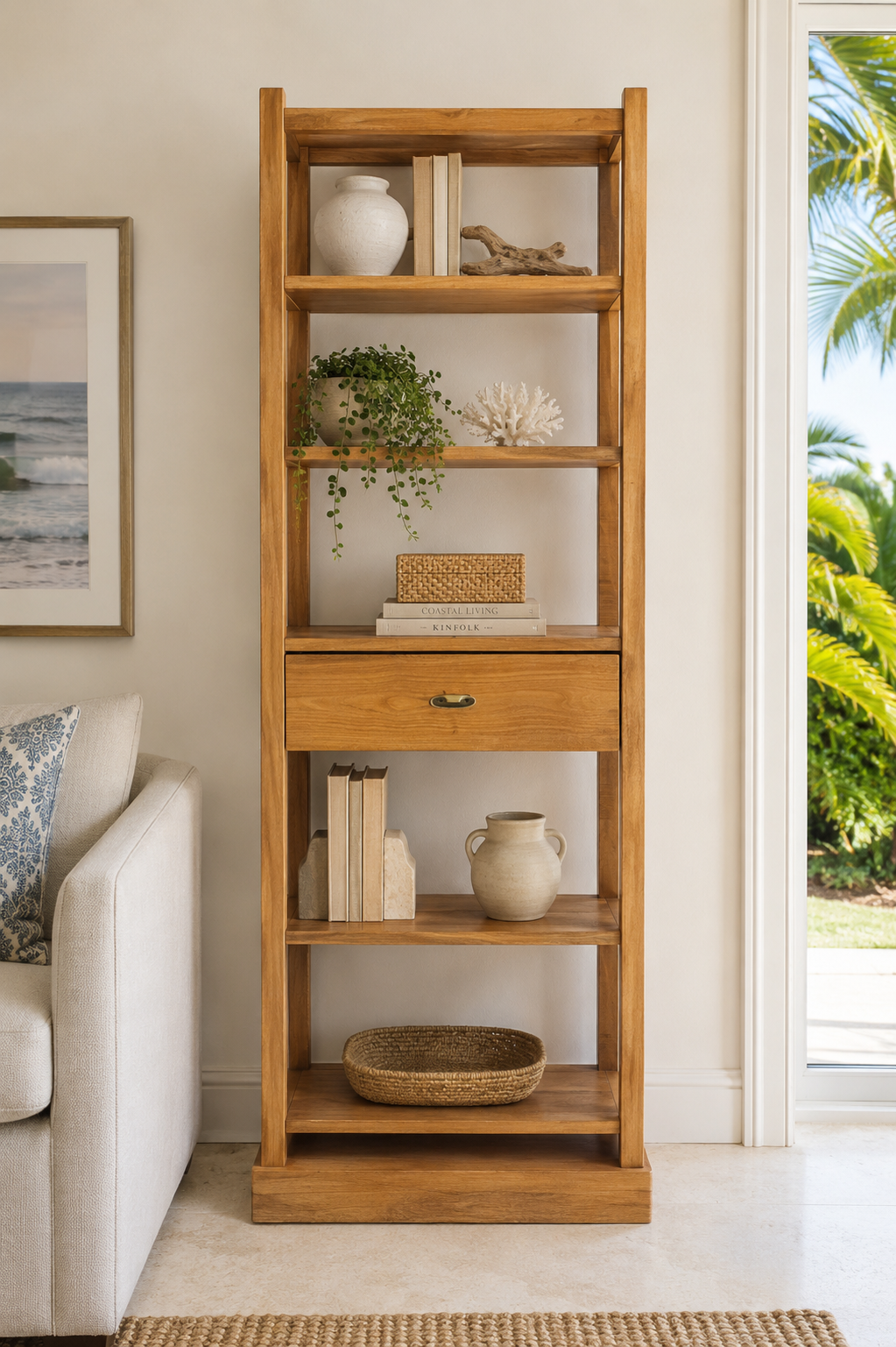 Tirta Teak Bookshelf with Drawer