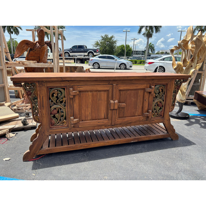 RECYCLED TEAK CONSOLE W/CARVING XL - B Anteak