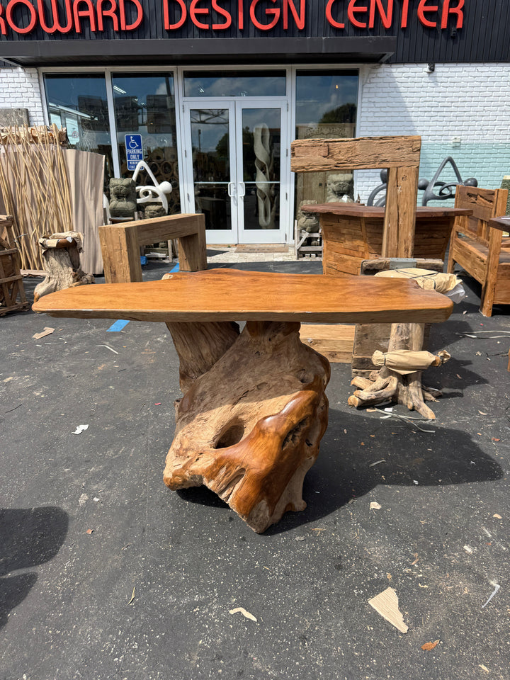Teak Root Slab Top Bar Table XL (B) Broward Design Center