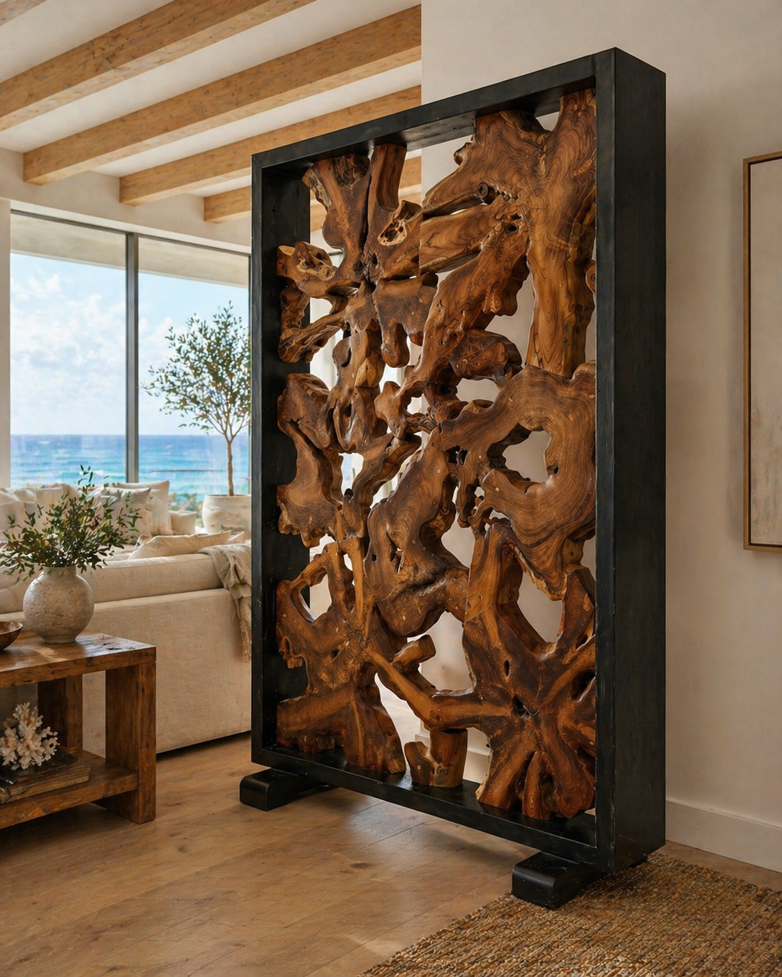 Teak Mosaic Room Divider XL The Broward Design Center