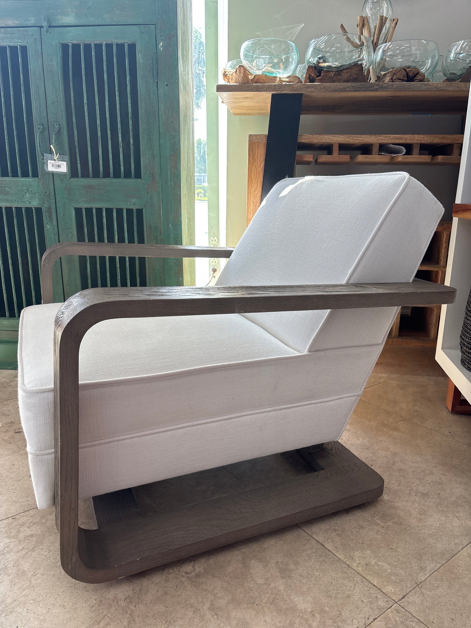 White Linen Arm Chair The Broward Design Center