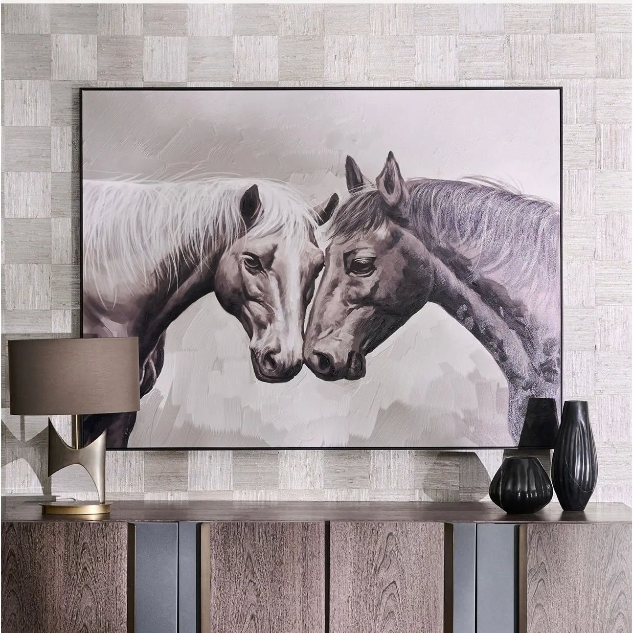 Two Horse Painting with Frame Broward Design Center
