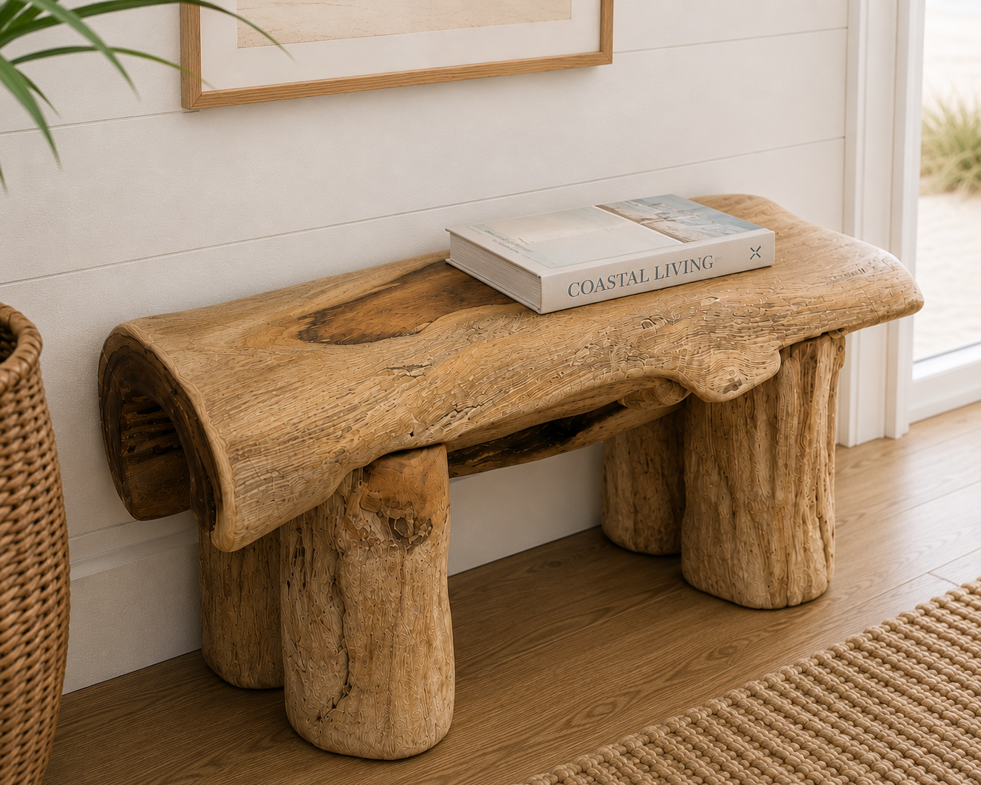 Teak Log Bench