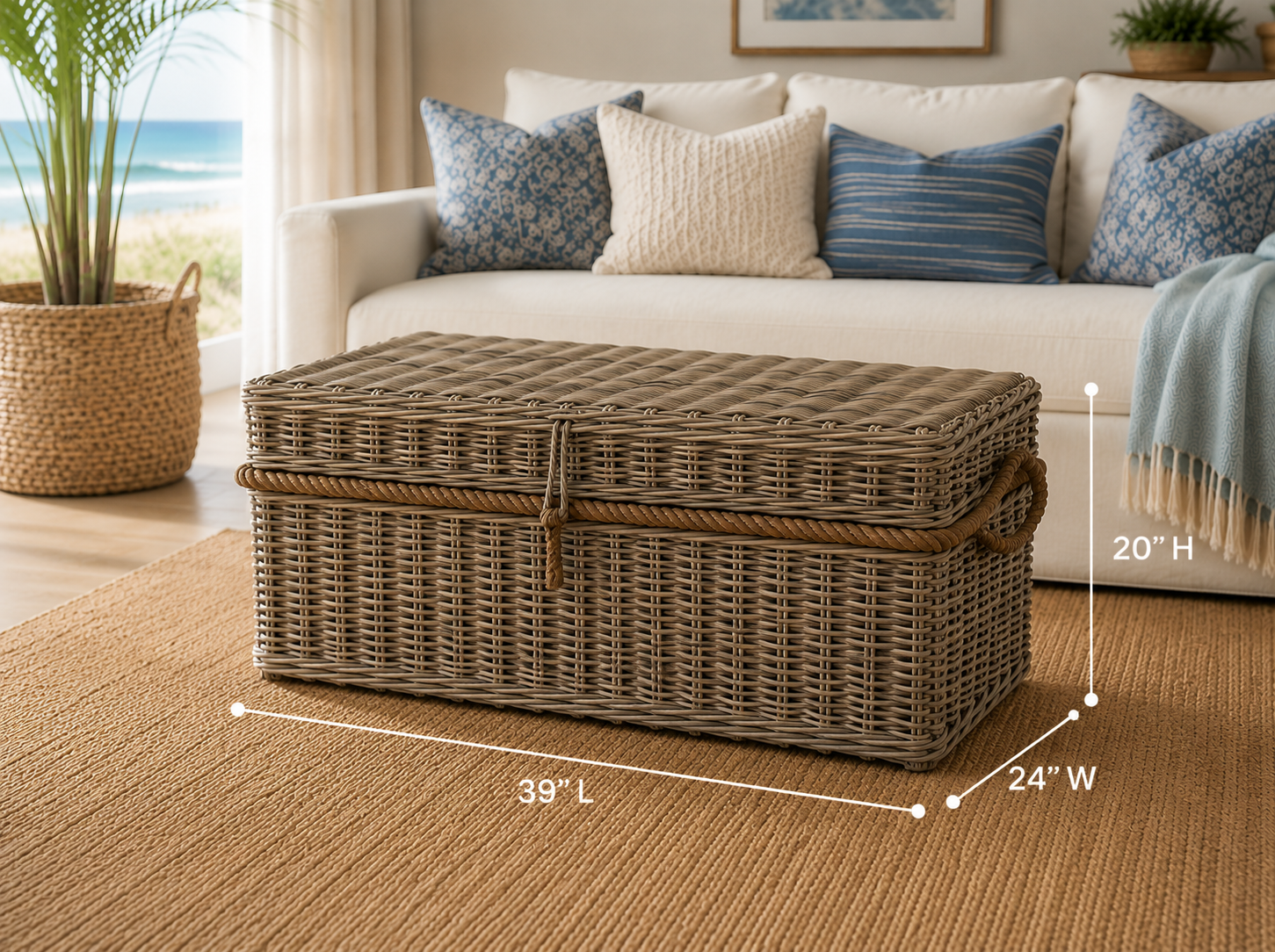 Key Largo Rattan Storage Coffee Table Broward Design Center