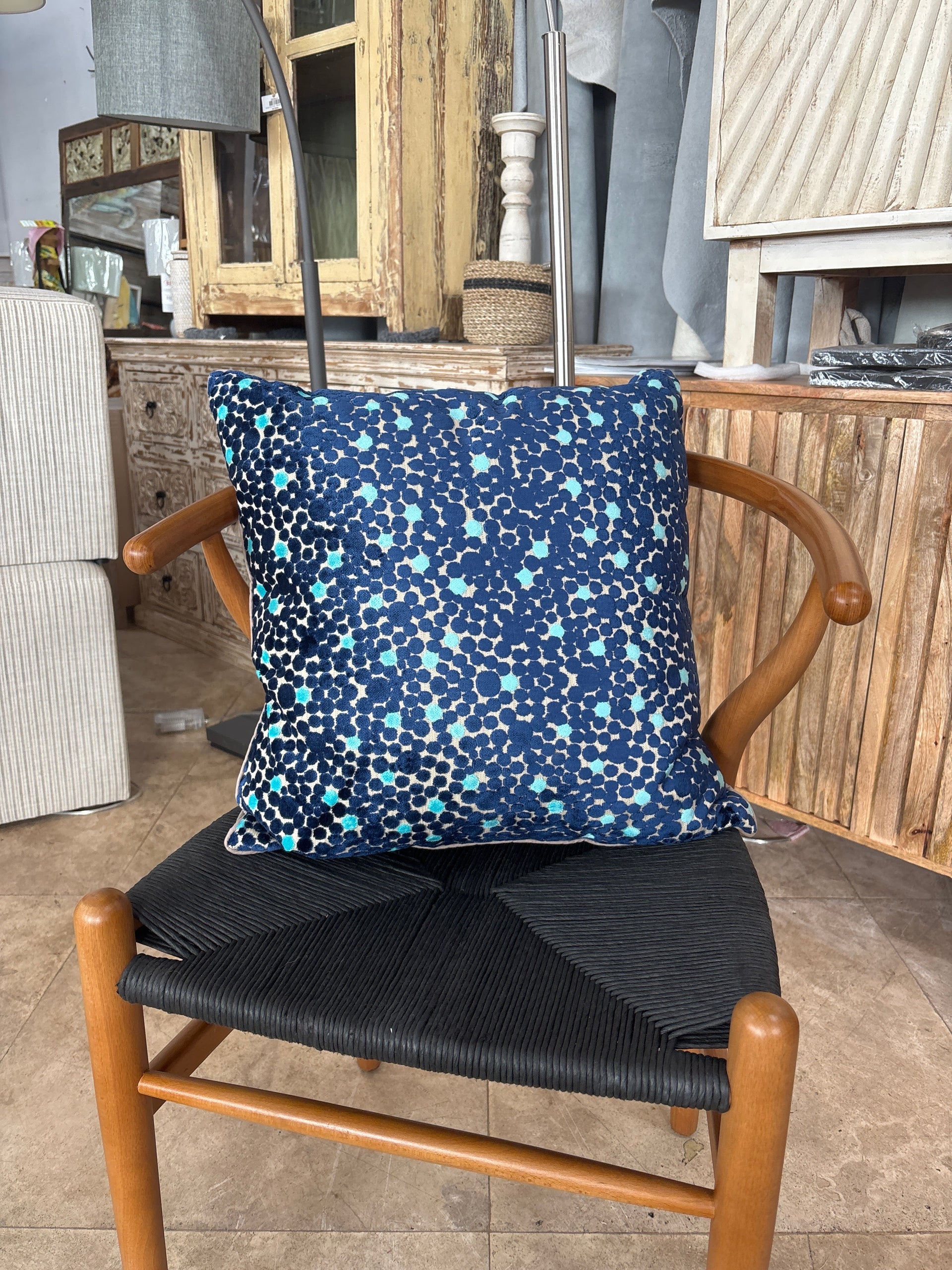 Blue Polka Dot Pillow The Broward Design Center