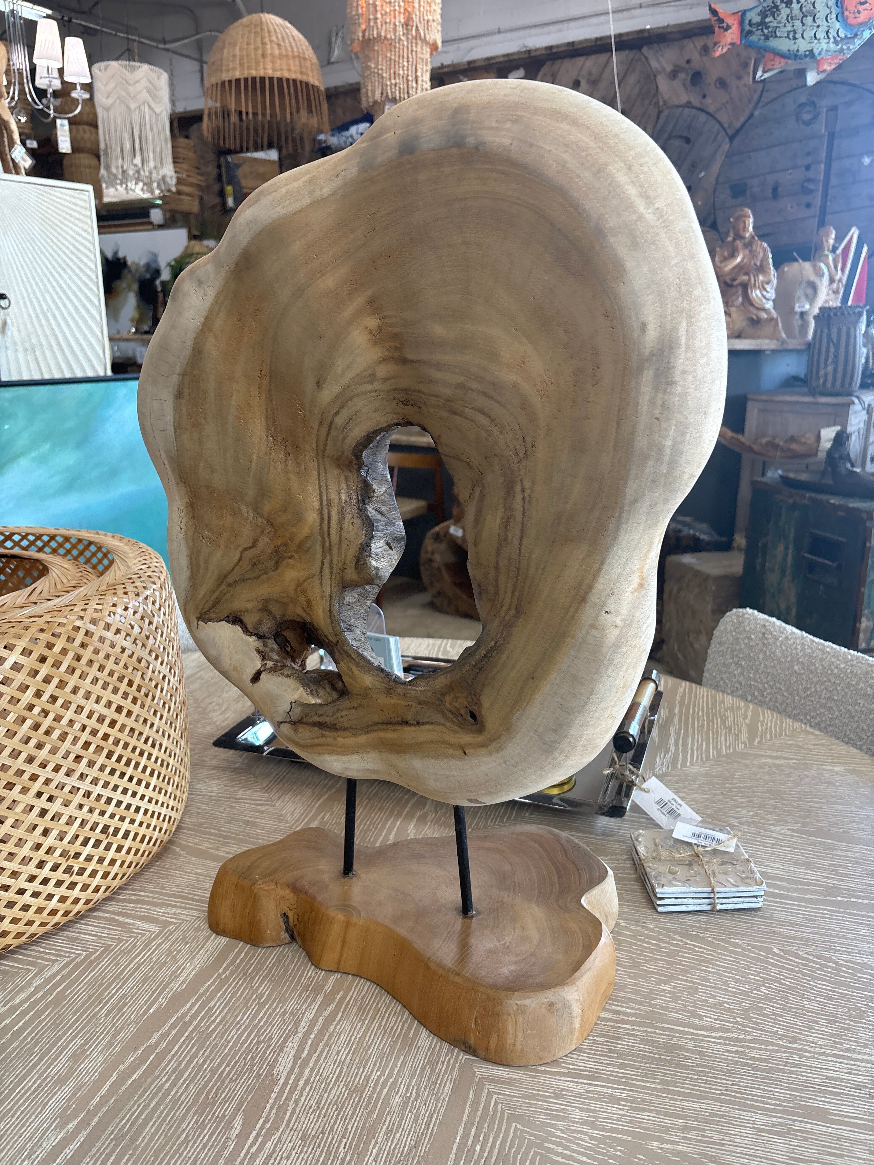 Teak Carved Deco on Stand Anteak