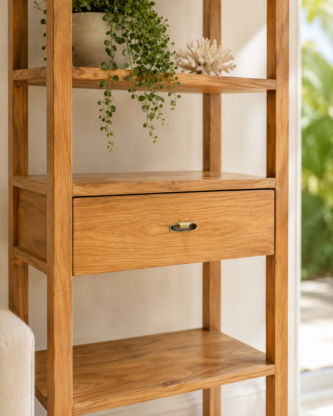 Tirta Teak Bookshelf with Drawer