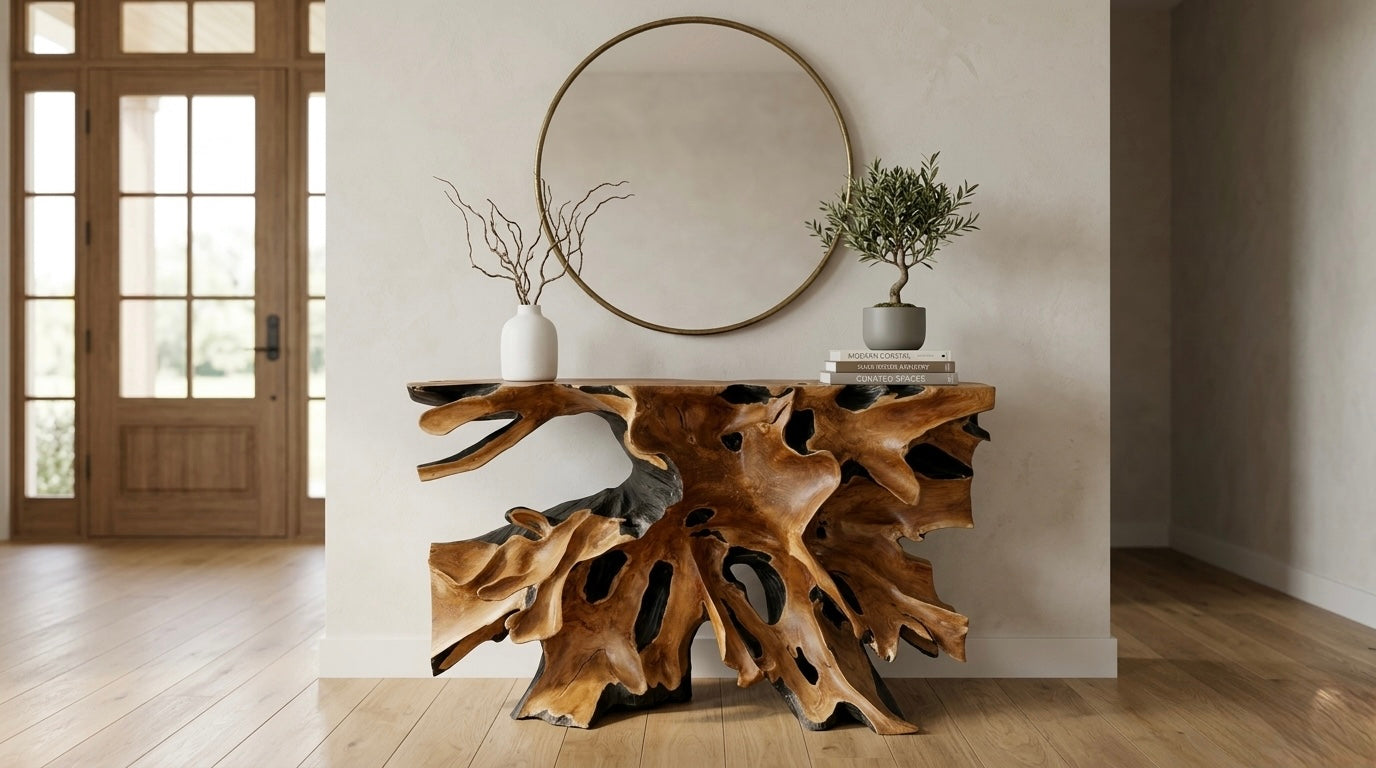 Teak Root Console (natural & black) The Broward Design Center