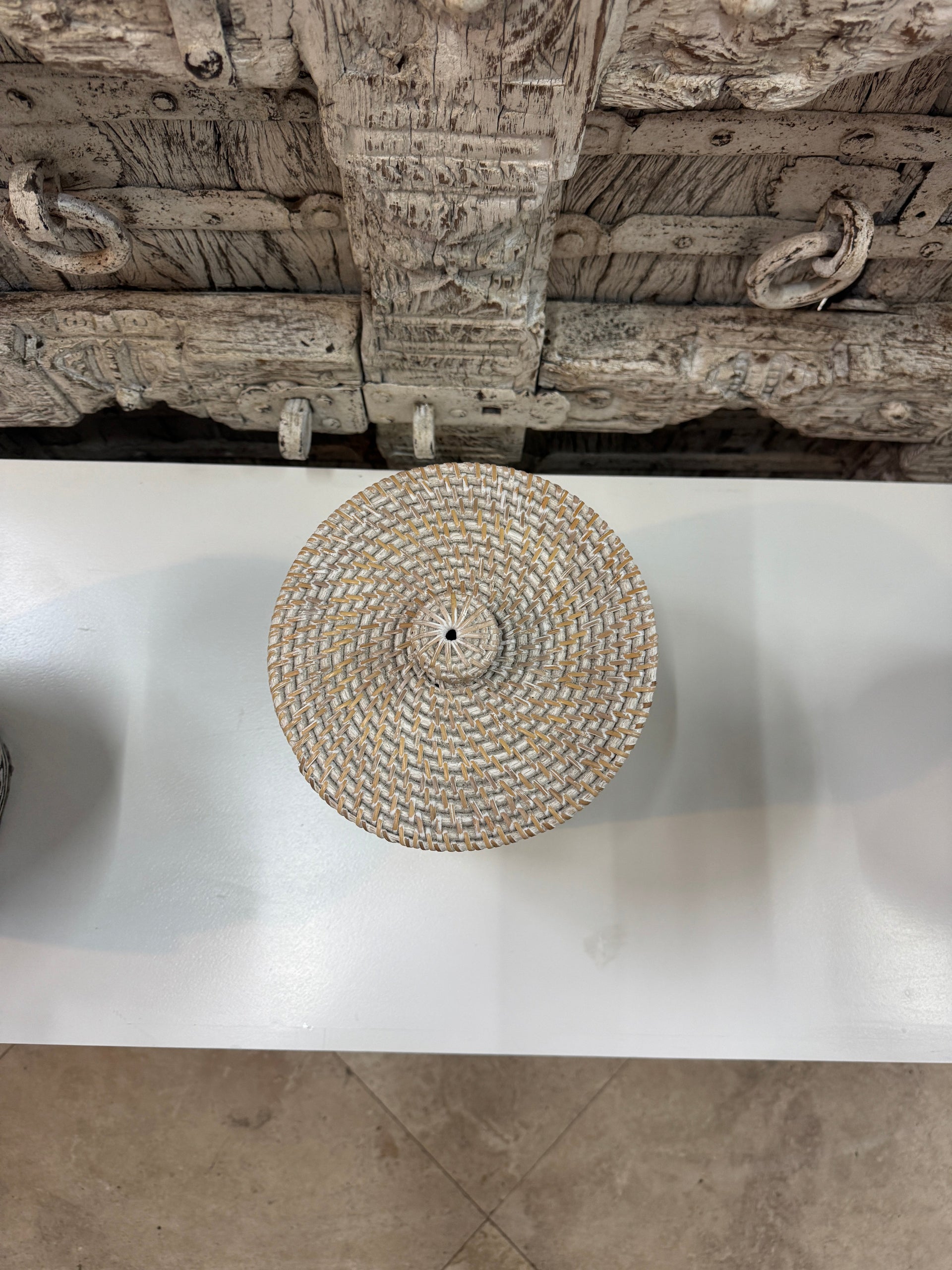 Wicker Ice Bucket (white) The Broward Design Center