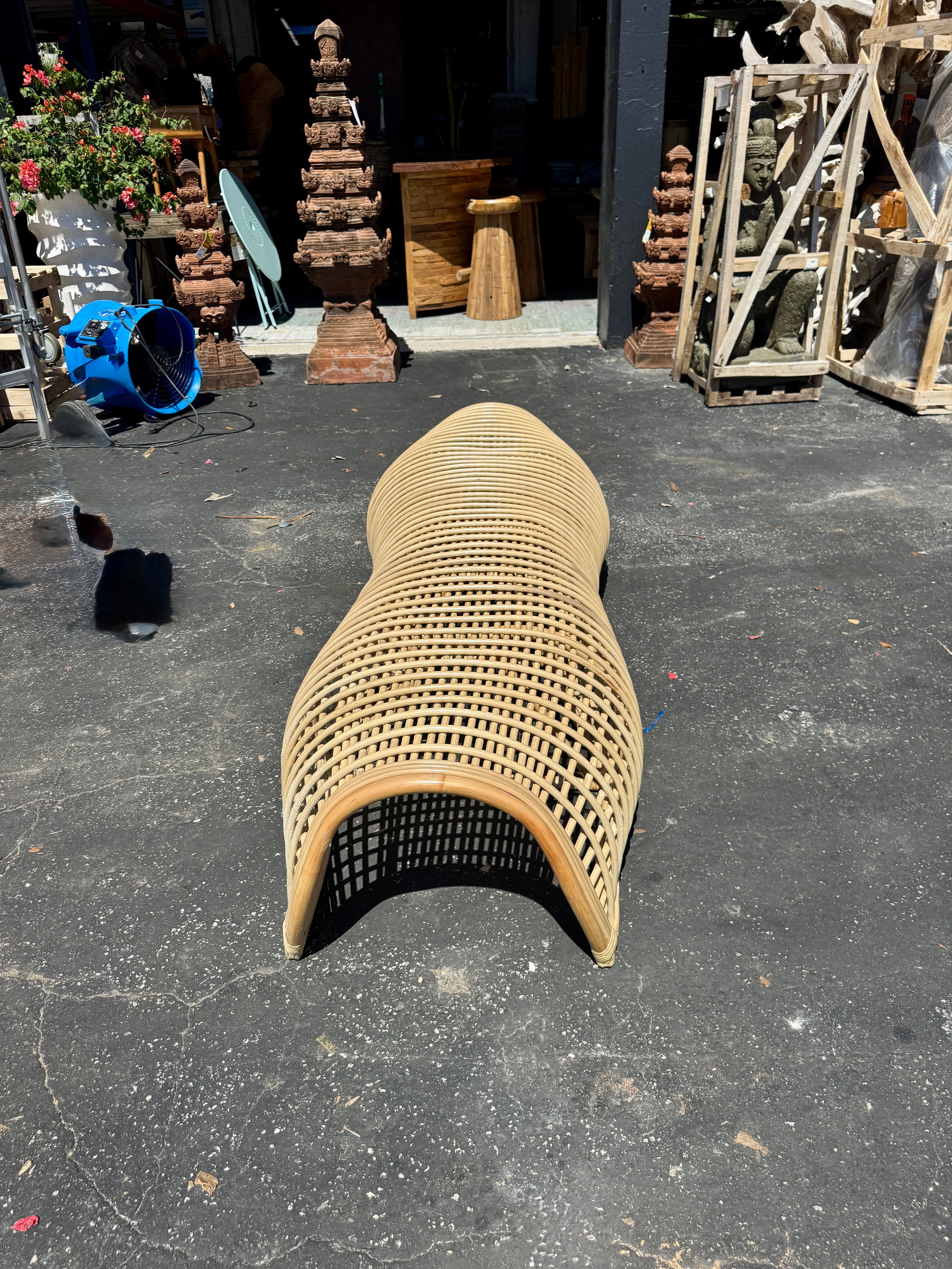 Rattan Free Form Minimalist Bench 200 Cm Broward Design Center