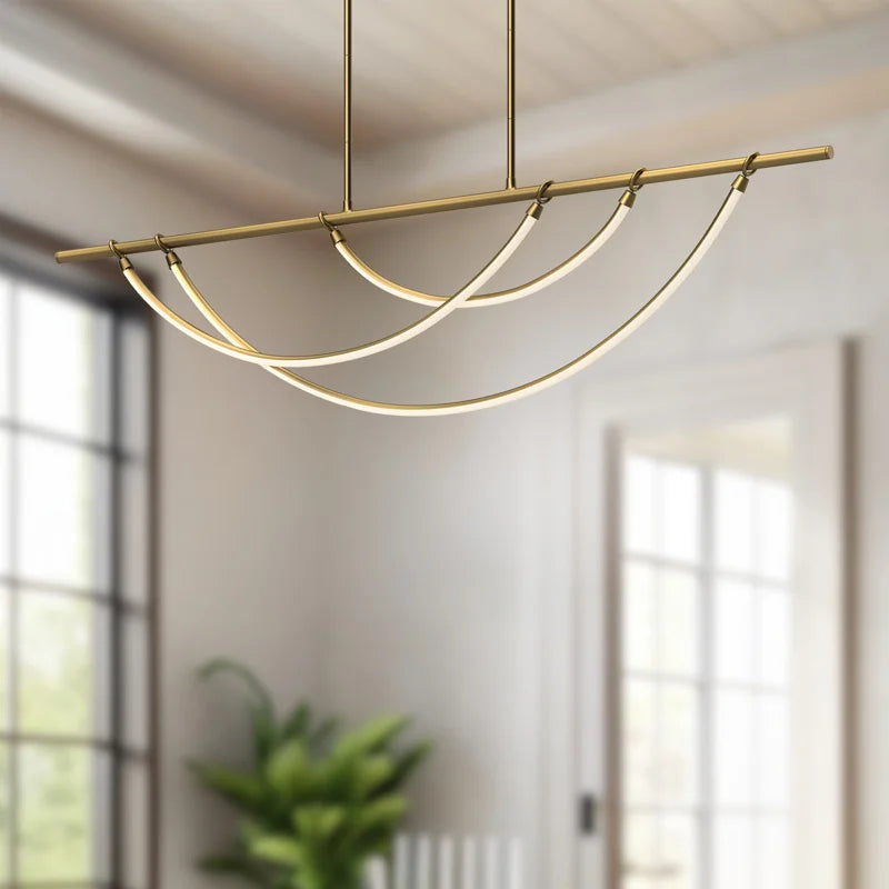 Aryas 3 - Light Vintage Brass LED Kitchen Island Pendant