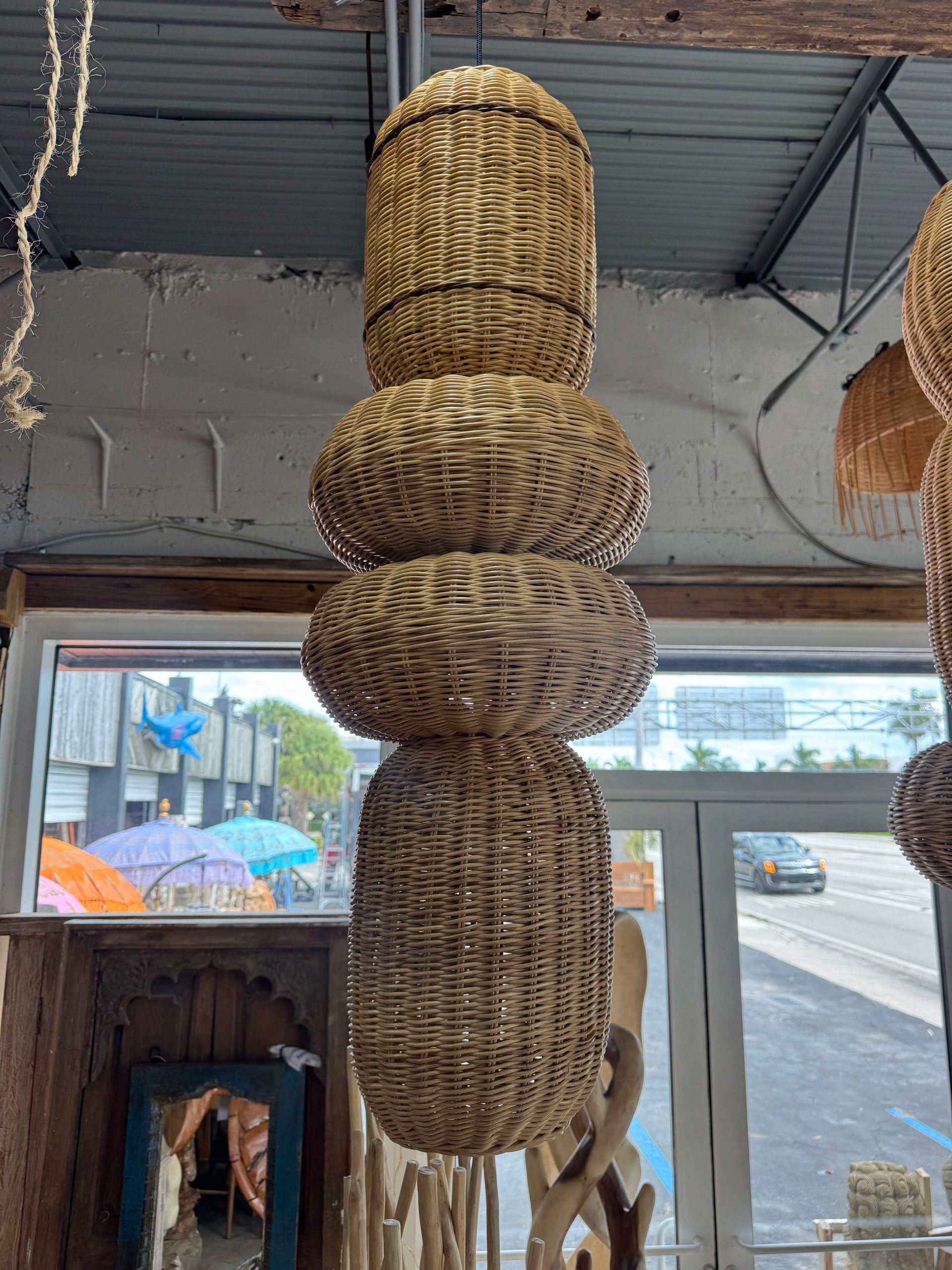 Rattan Hanging Light (2) Broward Design Center