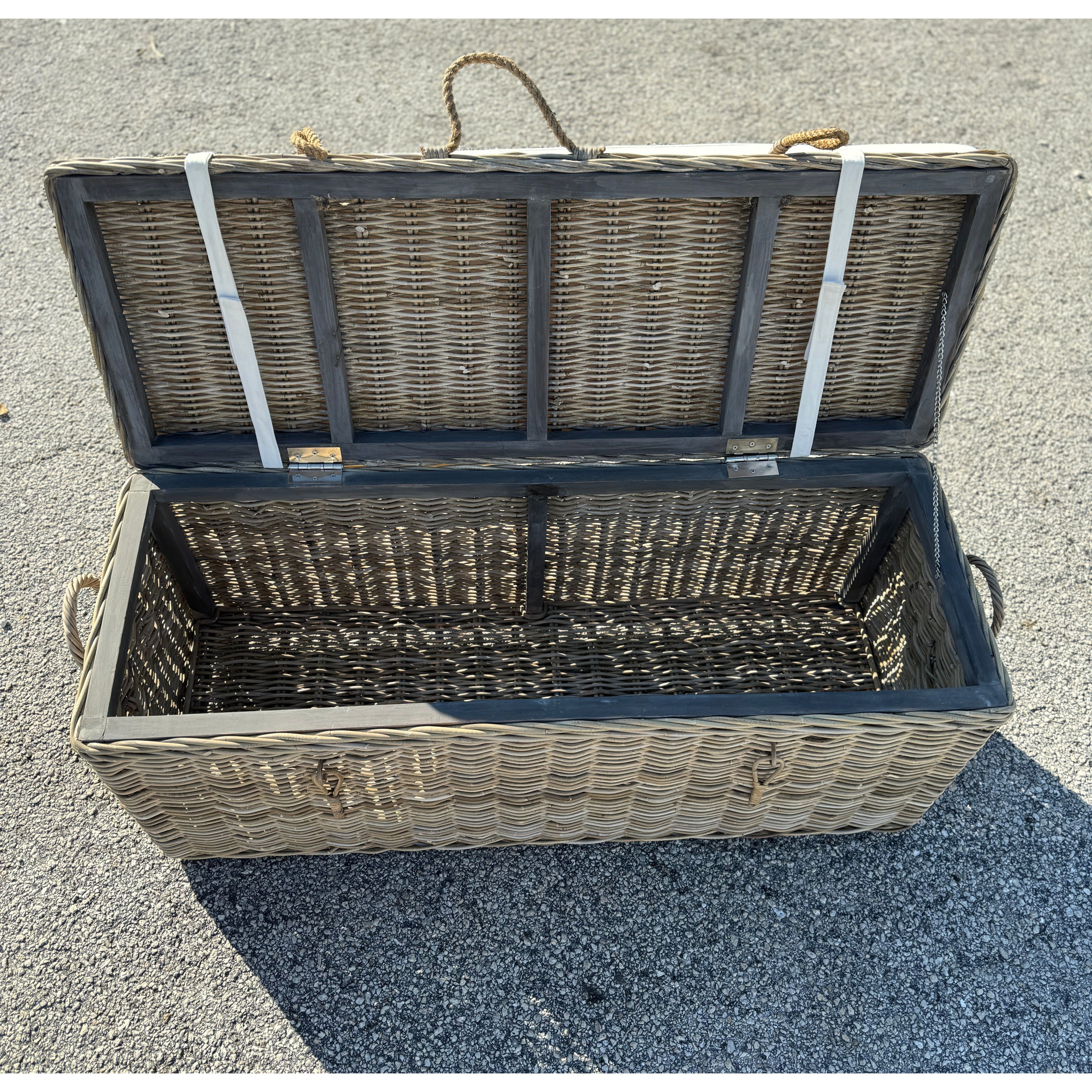 Key Largo Rattan Storage Bench With Cushion Broward Design Center