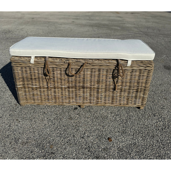 Key Largo Rattan Storage Bench With Cushion Broward Design Center