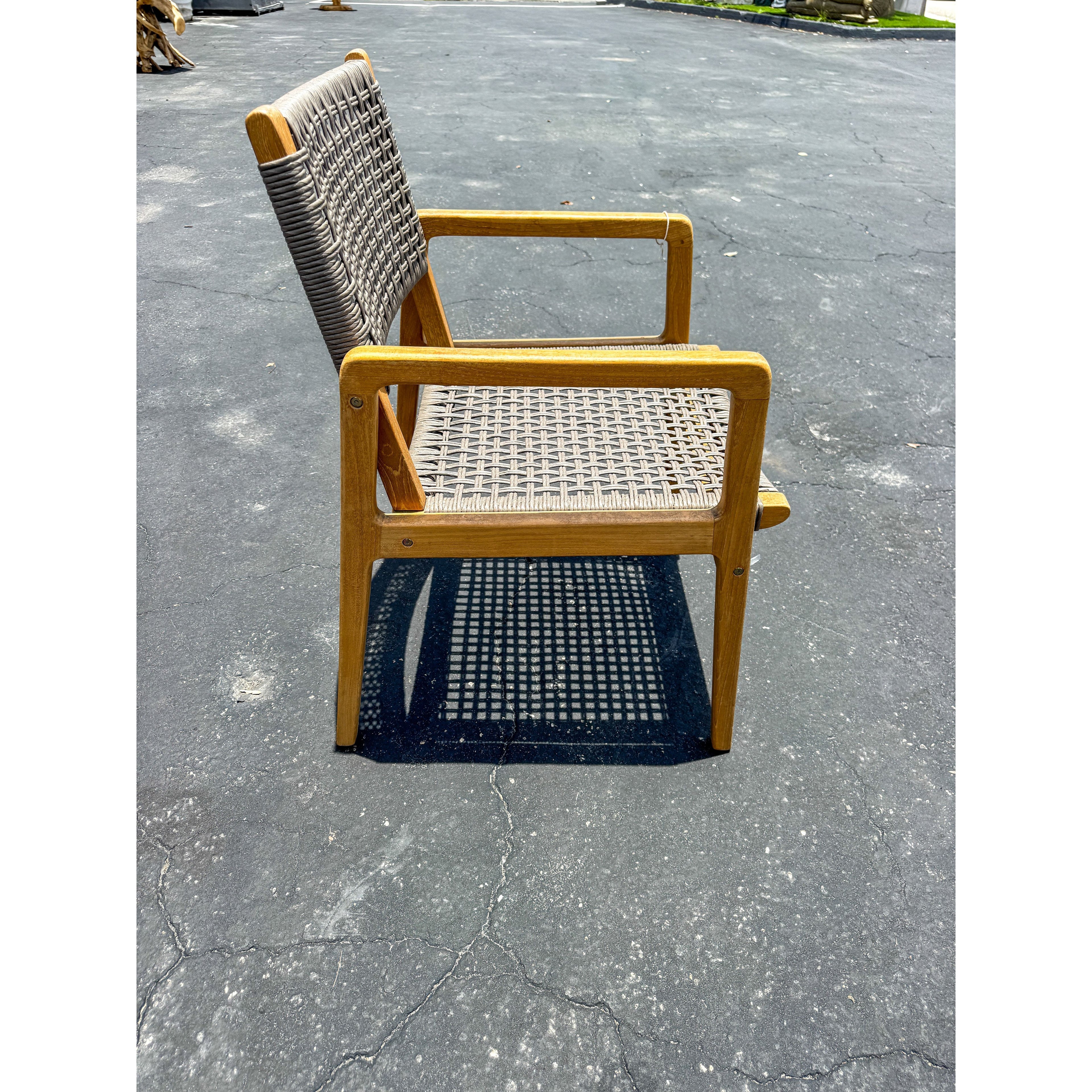 Teak & Synthetic Rope Armchair (Grey) Broward Design Center