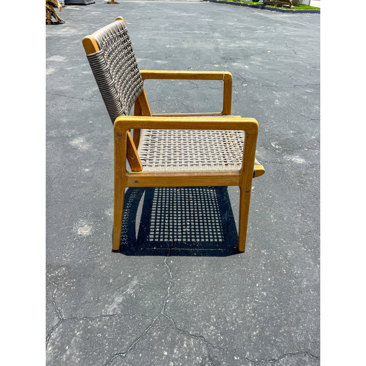 Teak & Synthetic Rope Armchair (Grey) Broward Design Center