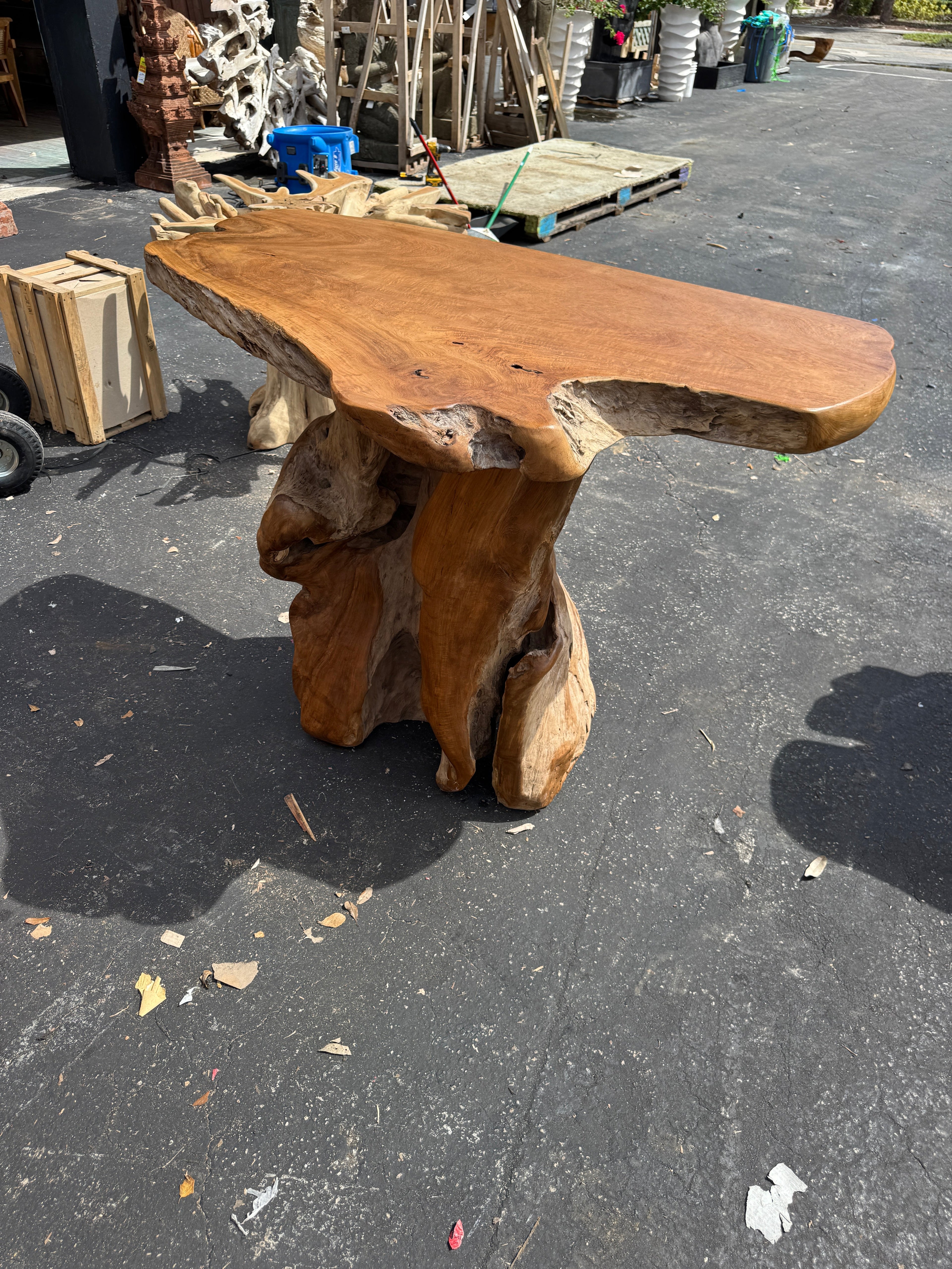 Teak Root Slab Top Bar Table XL (B) Broward Design Center