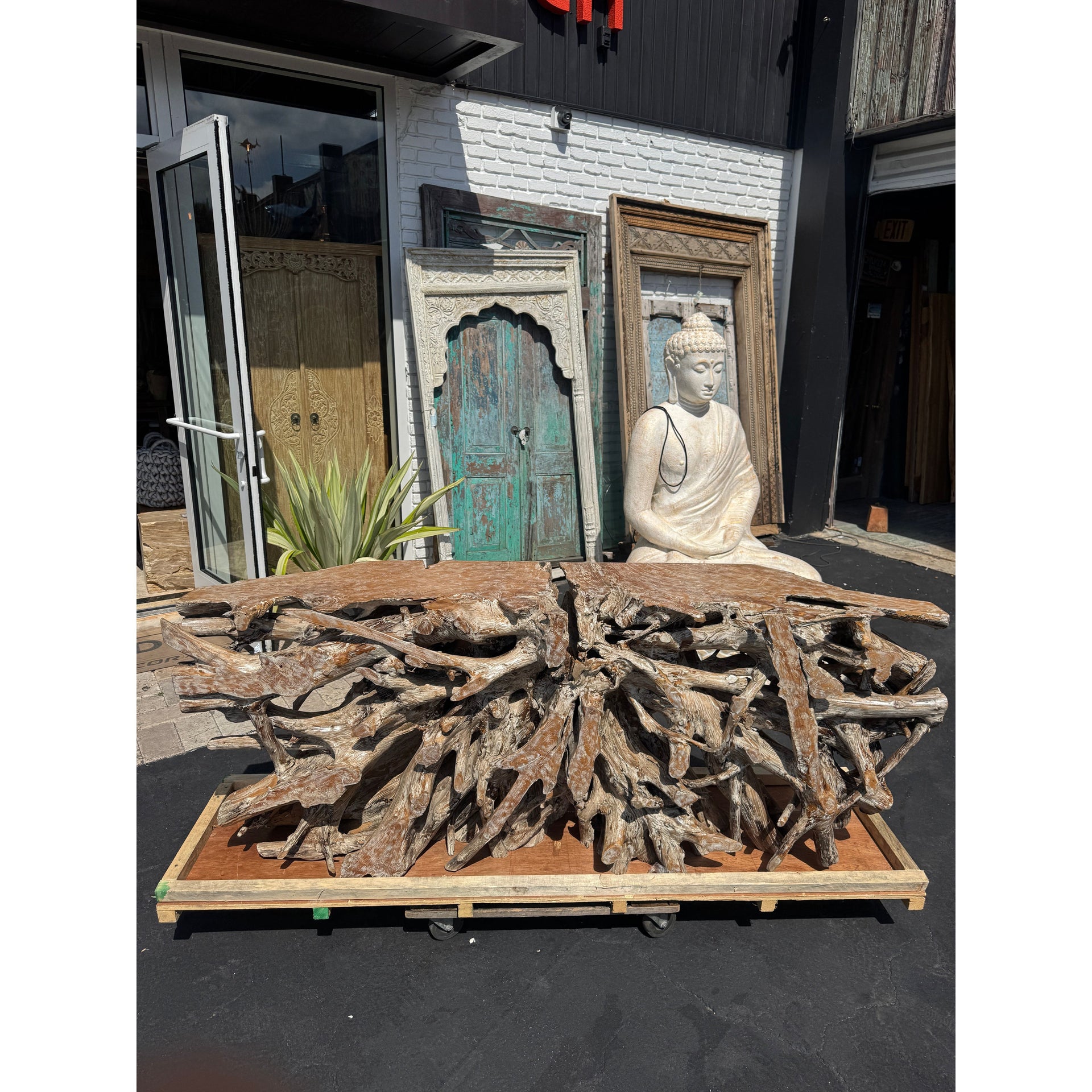 White Washed Teak Root Console XL The Broward Design Center