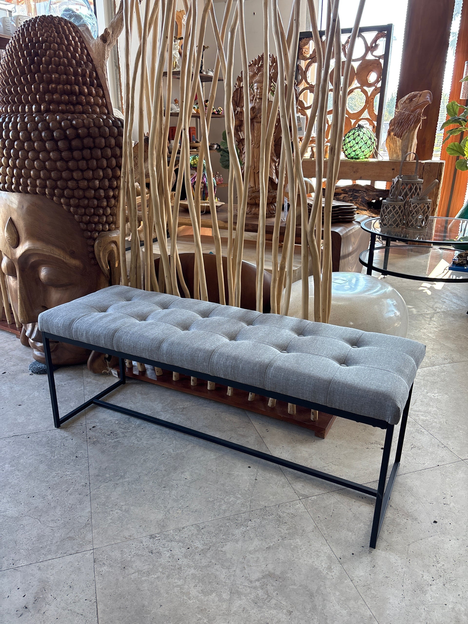 Grey Linen Bench The Broward Design Center