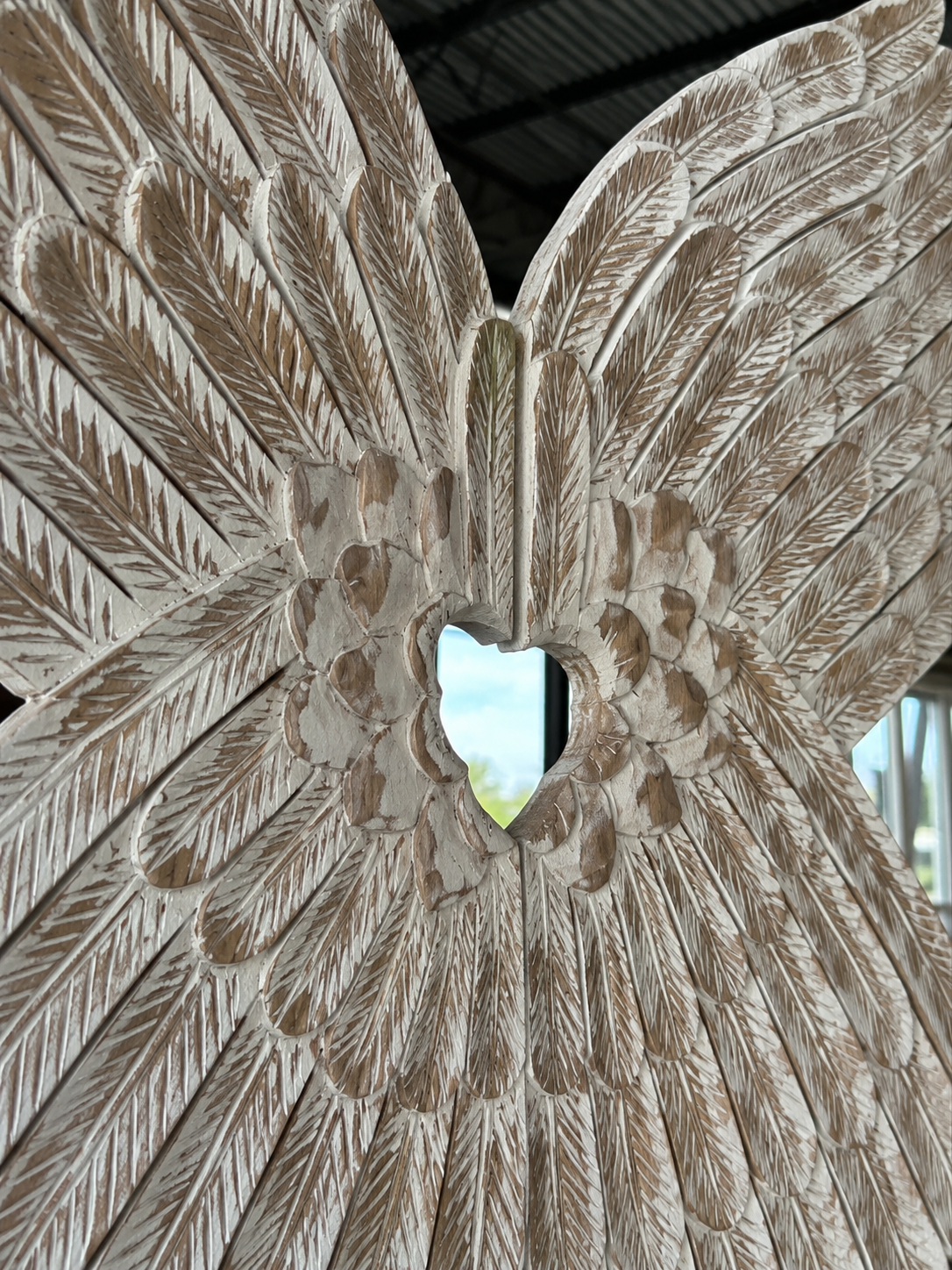Teak Wing Deco On Stand LRG