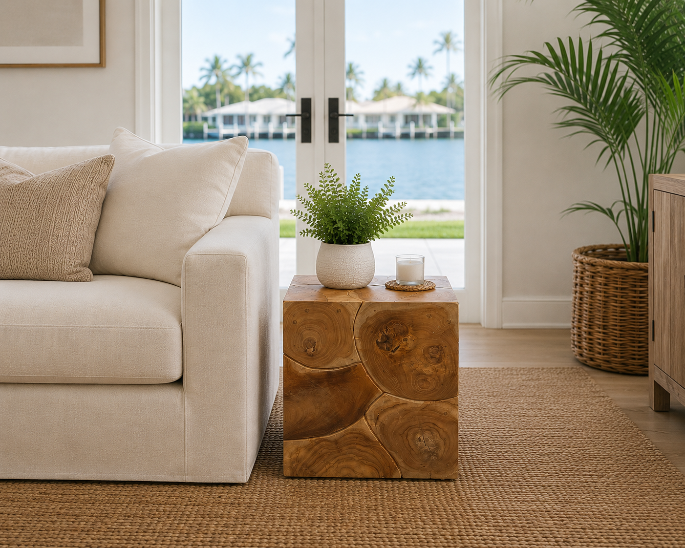Mosaic Teak Stool/End Table
