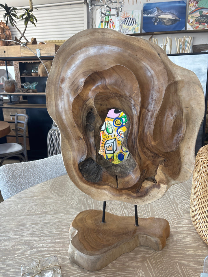 Teak Carved Deco on Stand Anteak