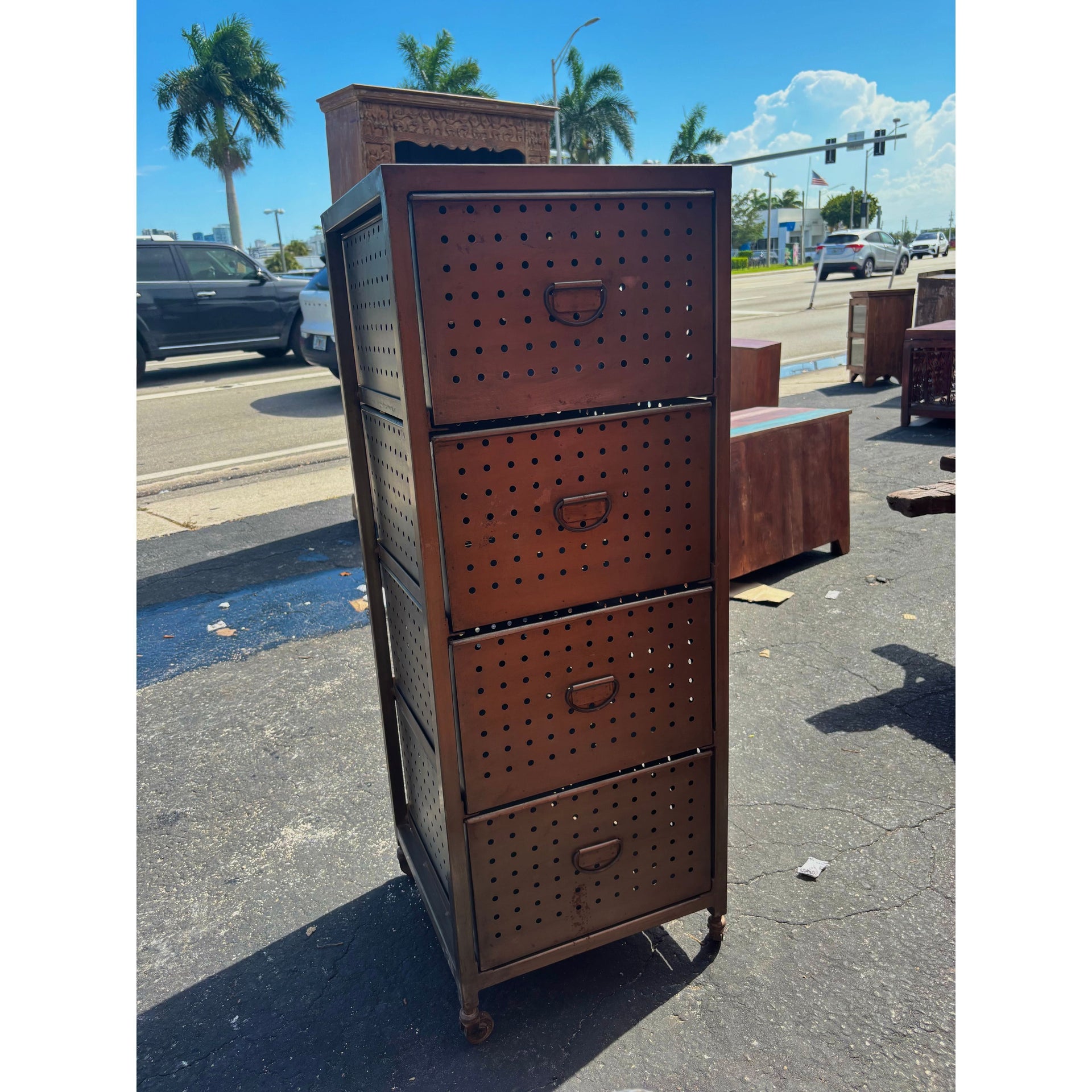 Iron Drawer Chest - 18 x 18 x 48 in India Sourcing