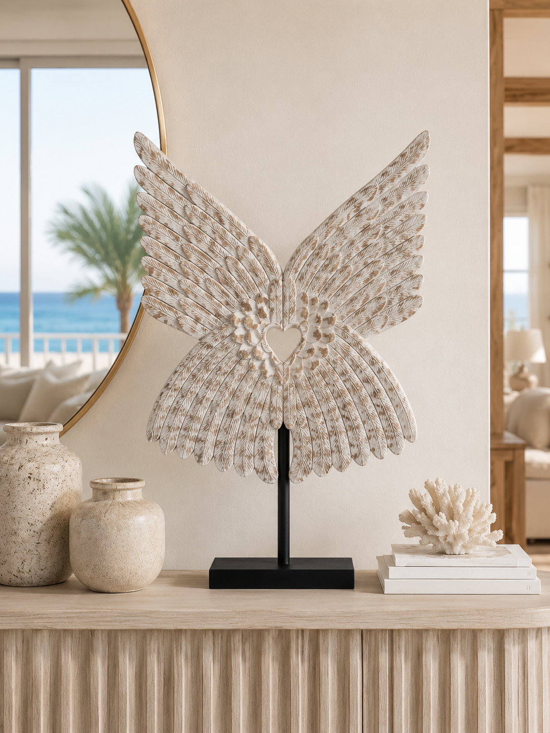Teak Wing Deco On Stand SM