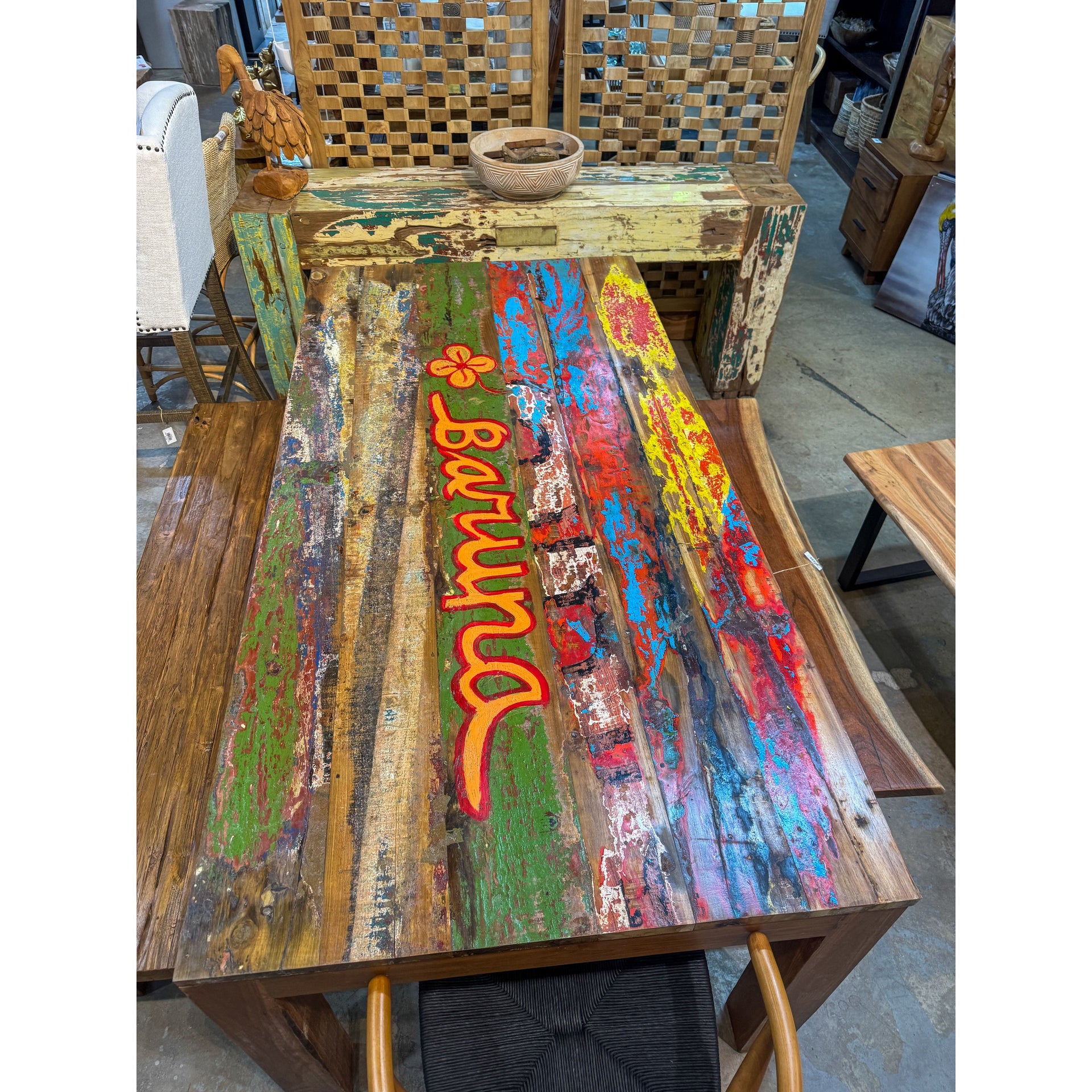 RECYCLED BOAT DINING TABLE 200 X 100 CM Anteak