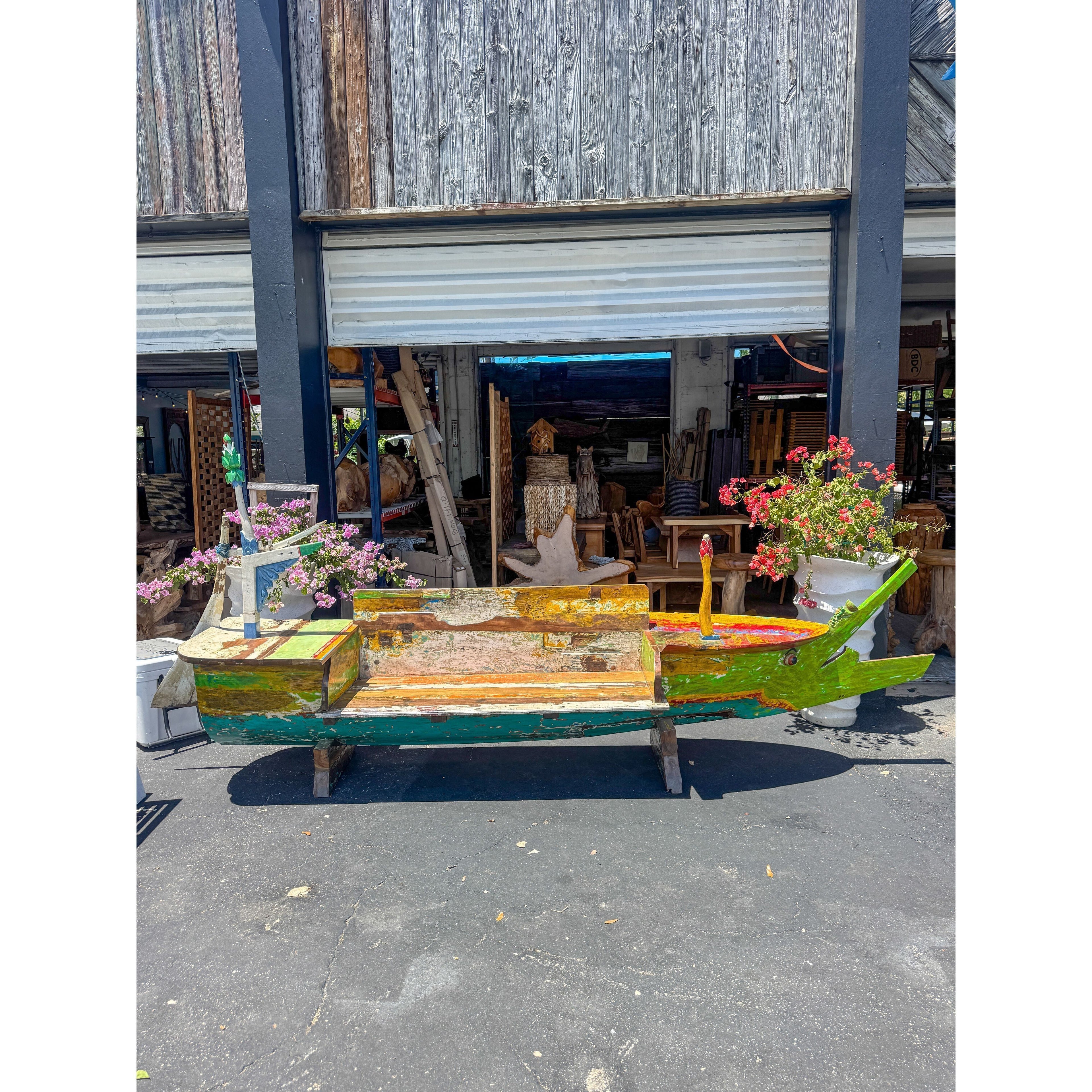 ANTIQUE BOAT CANOE BENCH ORIGINAL XXL Anteak