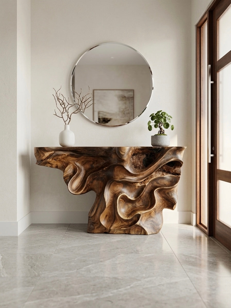 Hand Carved Suar Console (2)