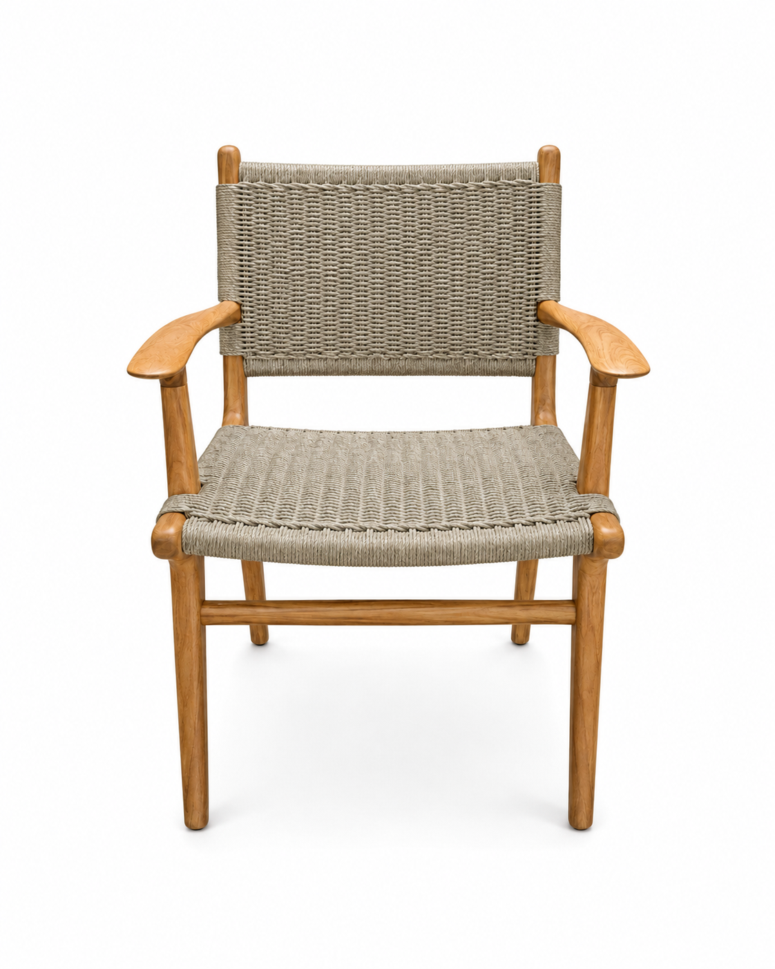 Bali Off-White Teak & Synthetic Rope Dining Chair With Arms