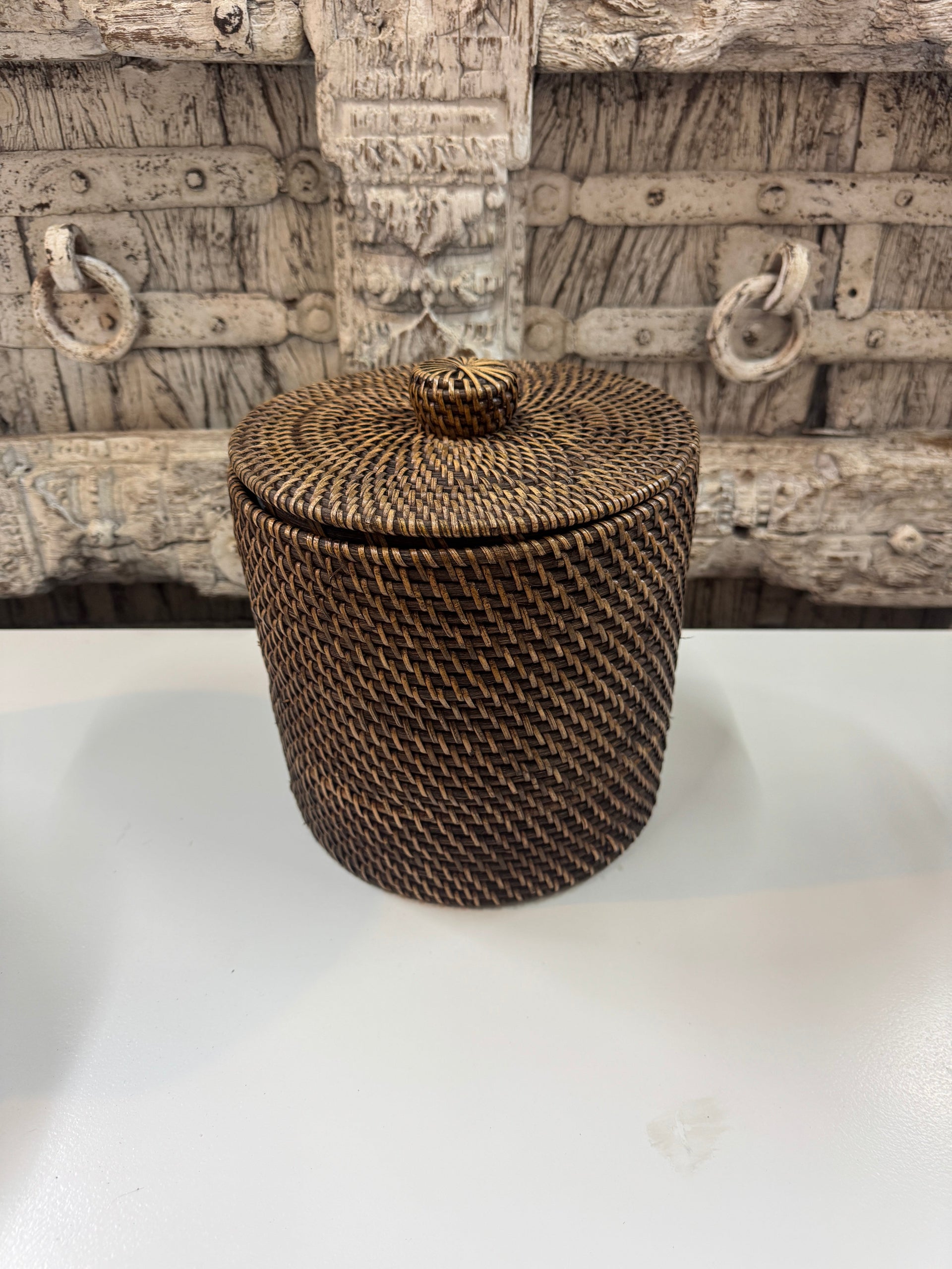 Wicker Ice Bucket (brown) The Broward Design Center