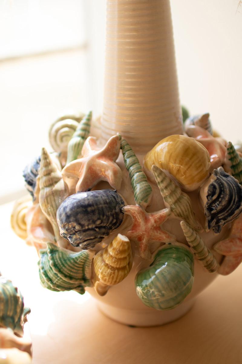 Ceramic Coastal Bottle Vase with Long Neck