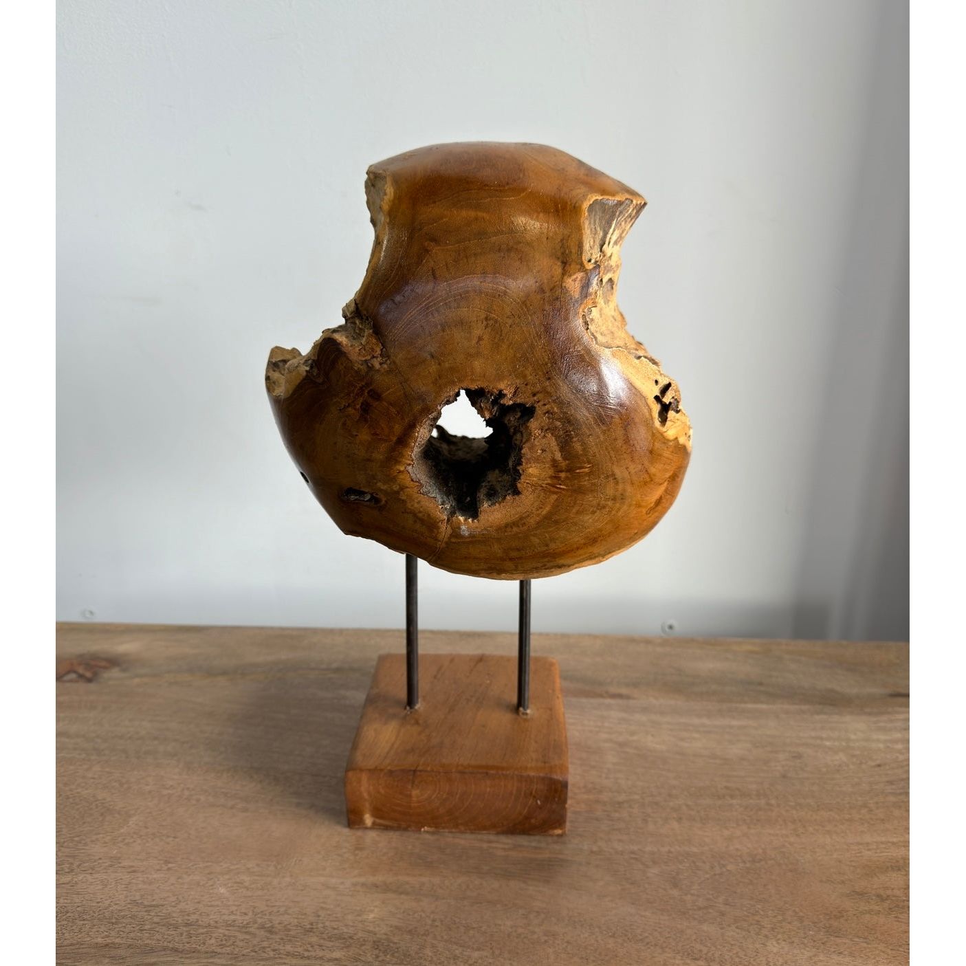 Small Teak Ball on Stand Broward Design Center