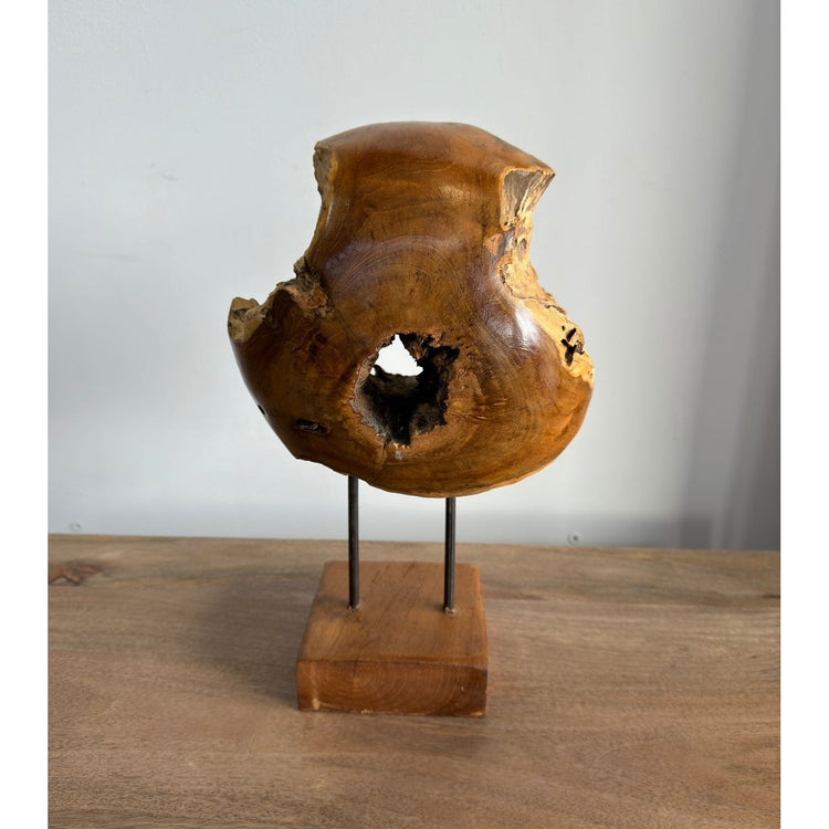 Small Teak Ball on Stand Broward Design Center