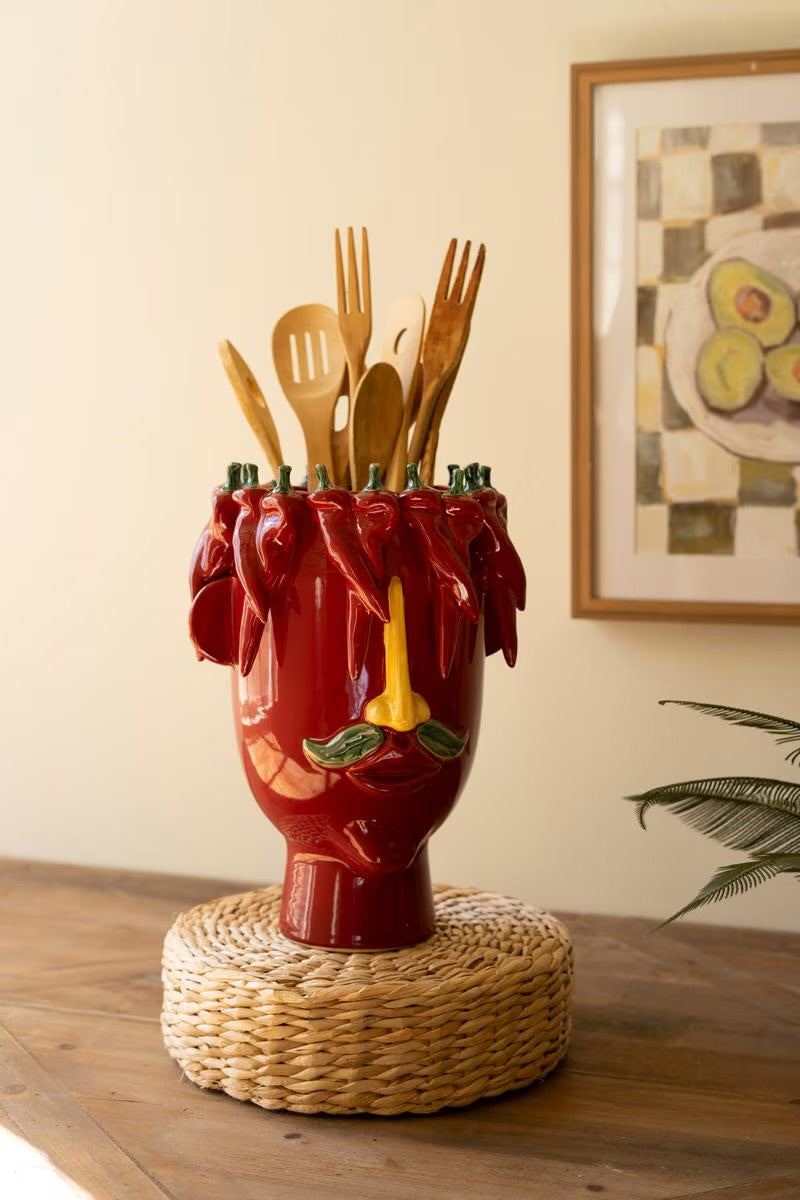 Ceramic Head Planter - Red Peppers